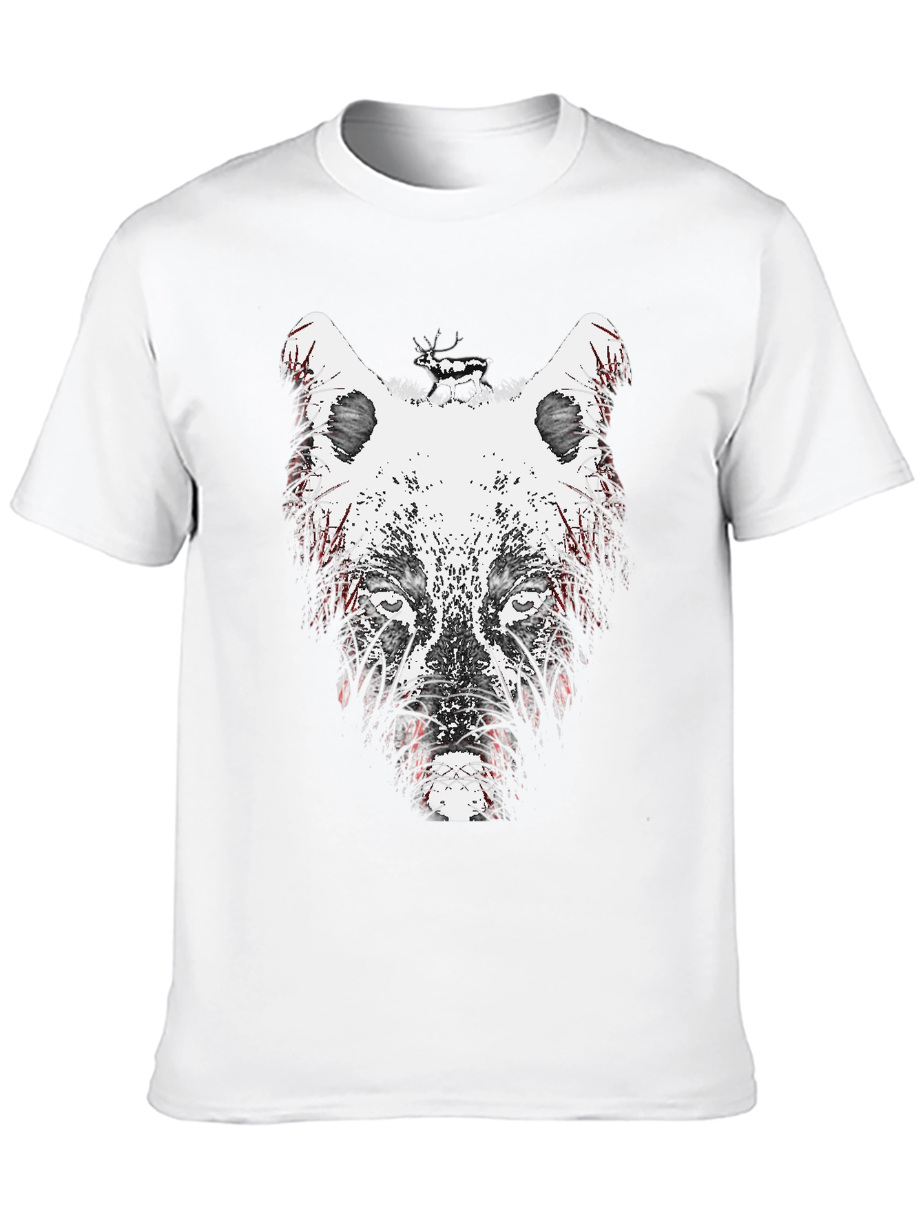 Wolf Graphic Print Crew Neck T-Shirt