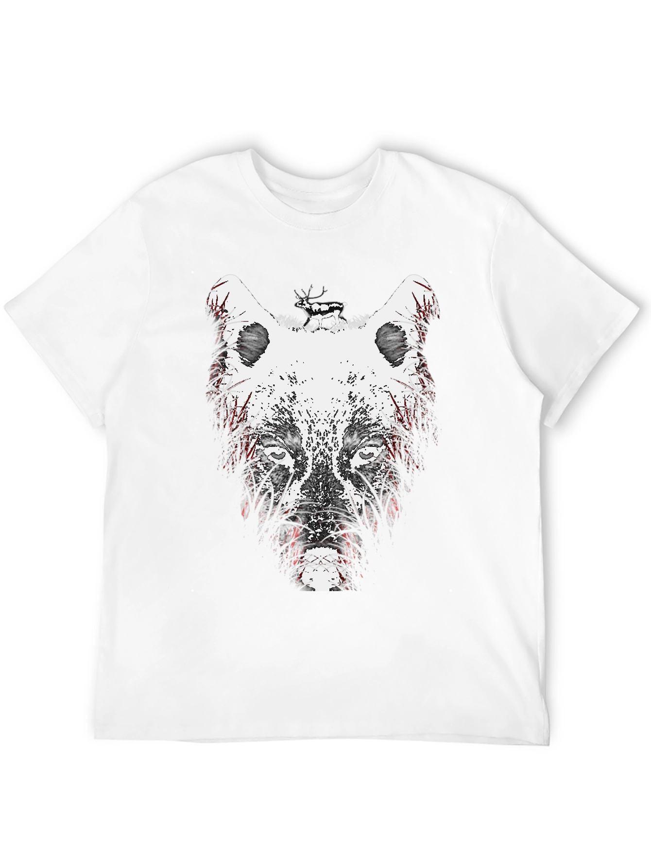 Wolf Graphic Print Crew Neck T-Shirt