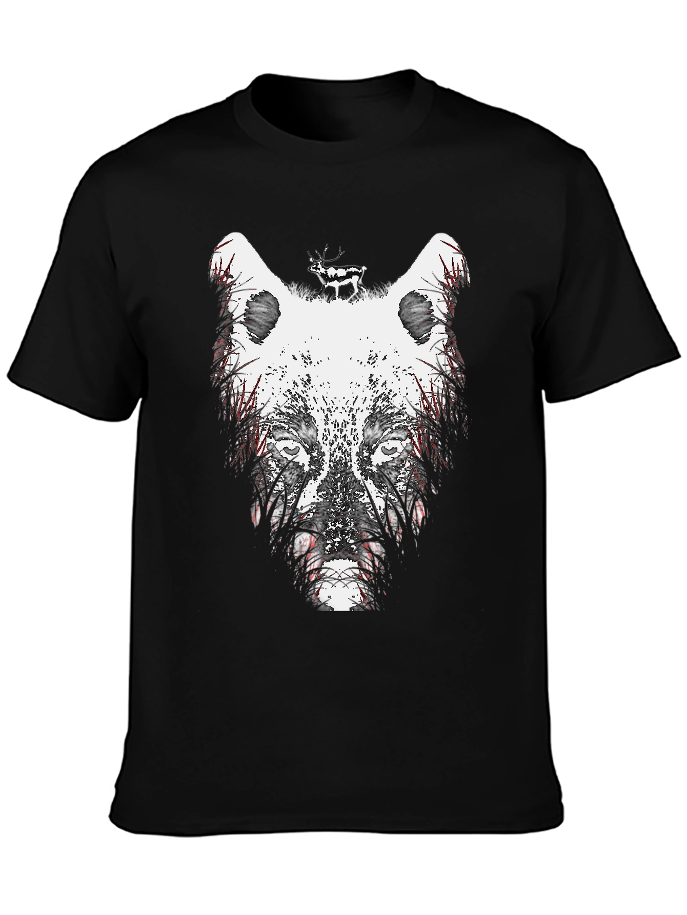 Wolf Graphic Print Crew Neck T-Shirt