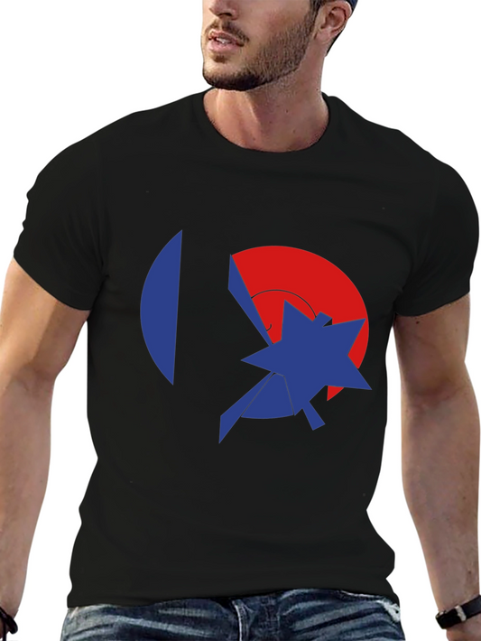 Abstract Graphic Black Tee - Modern Casual Style