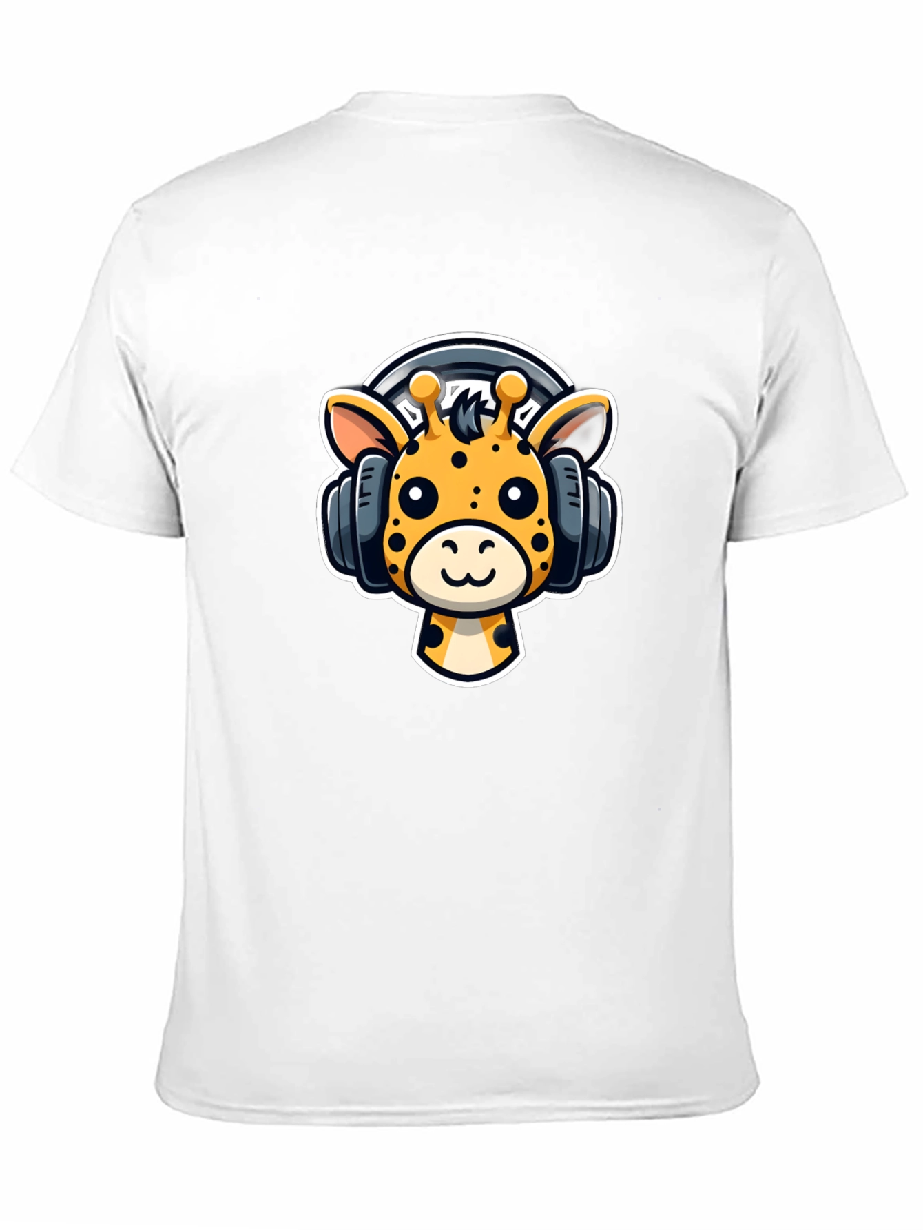 Cartoon Giraffe Headphones Graphic T-Shirt