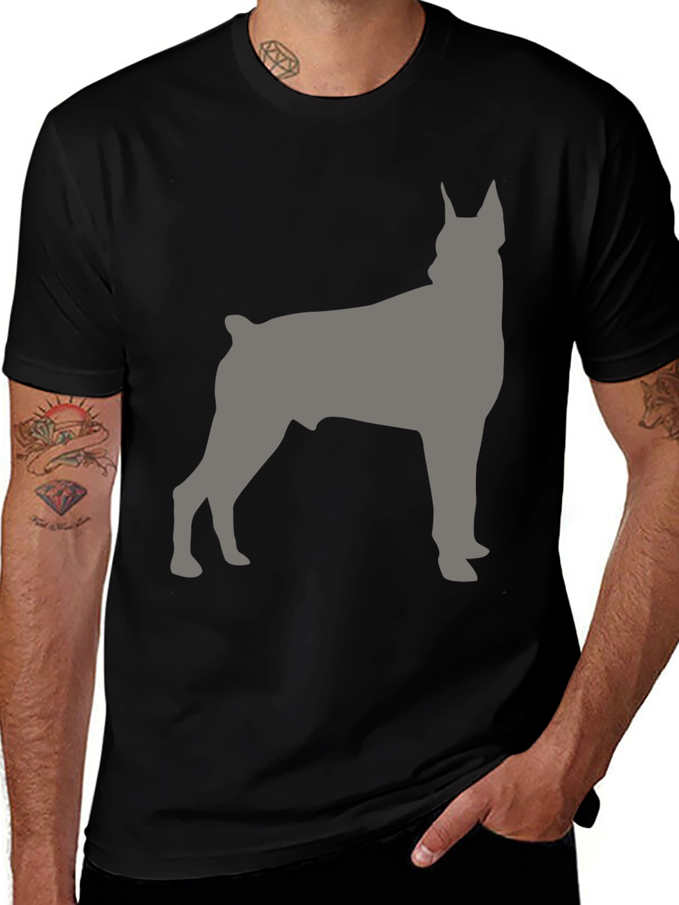 Dog Breed Silhouette Graphic Tee - Mens Black T-Shirt