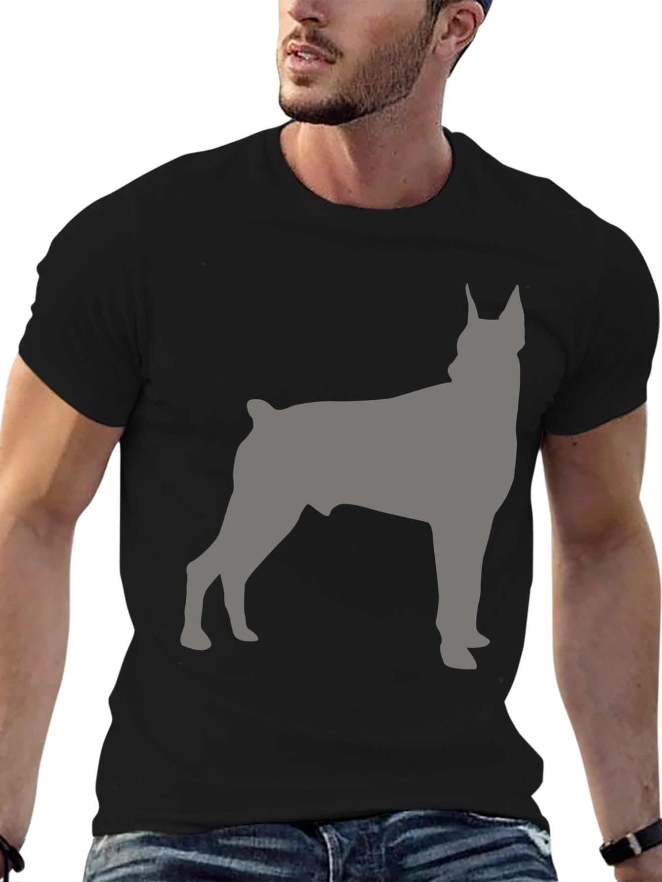 Dog Breed Silhouette Graphic Tee - Mens Black T-Shirt