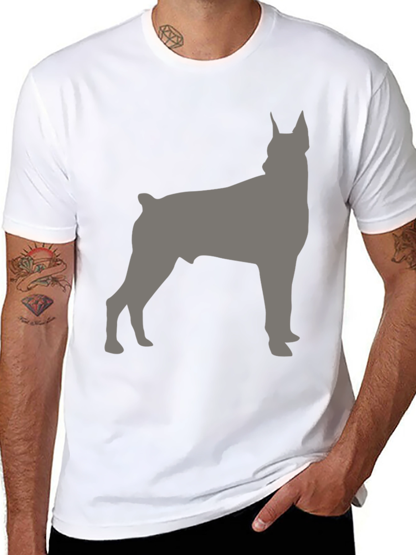 Dog Breed Silhouette Graphic Tee - Mens Black T-Shirt