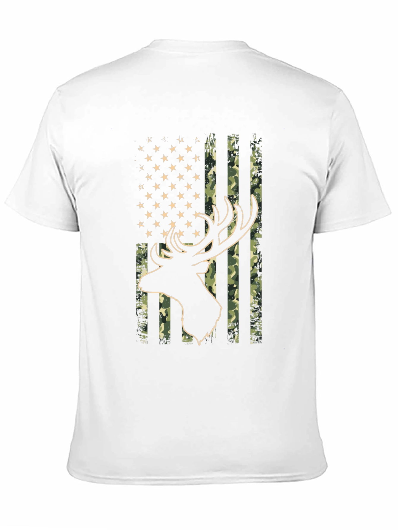 American Flag Camo Deer Head Graphic Tee - Black