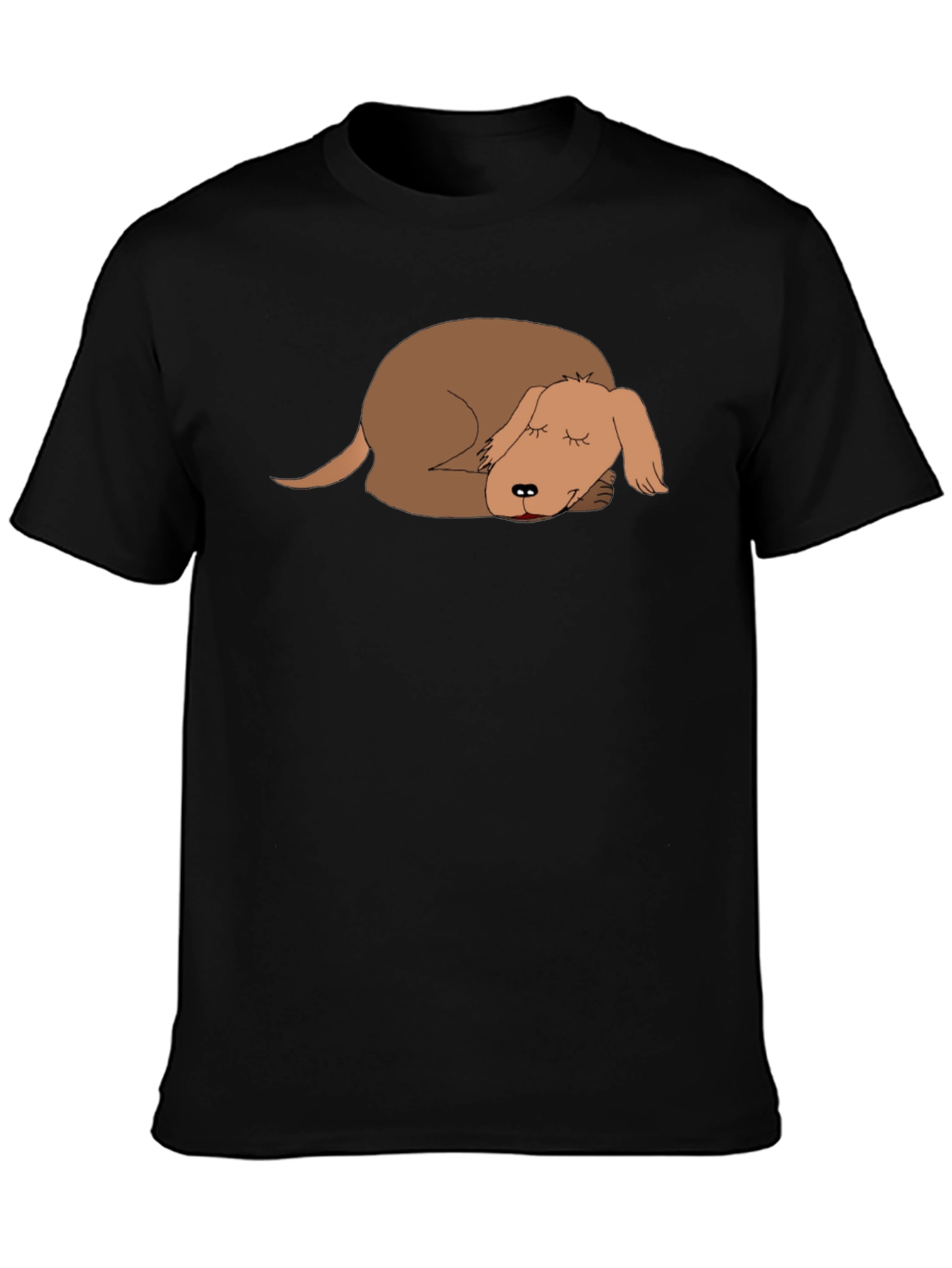 Sleeping Dog Graphic Tee - Casual Black T-Shirt