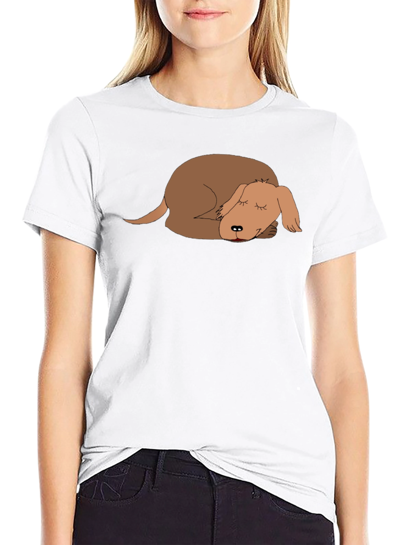 Sleeping Dog Graphic Tee - Casual Black T-Shirt