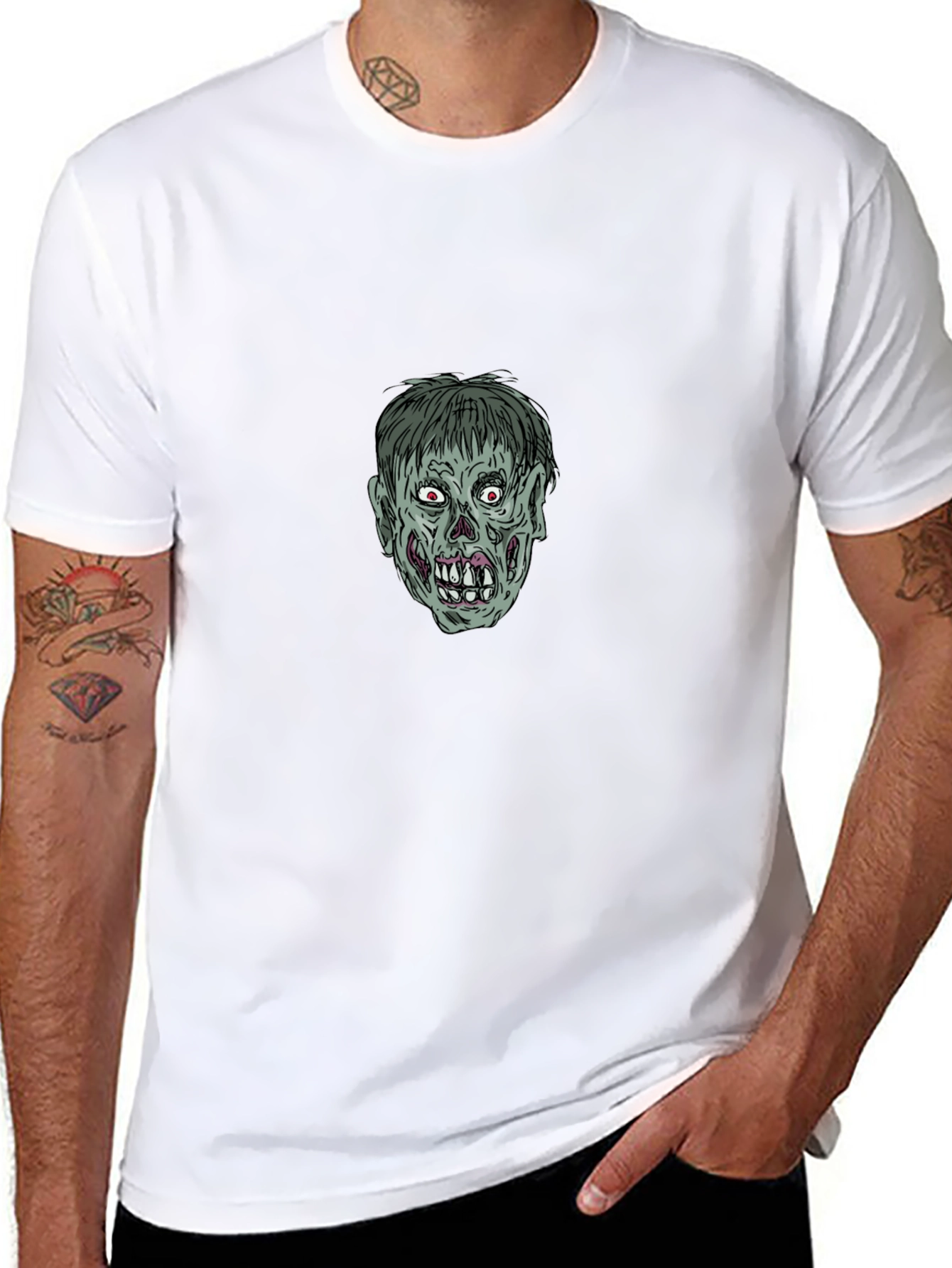 Zombie Graphic Tee - Black Cotton T-Shirt