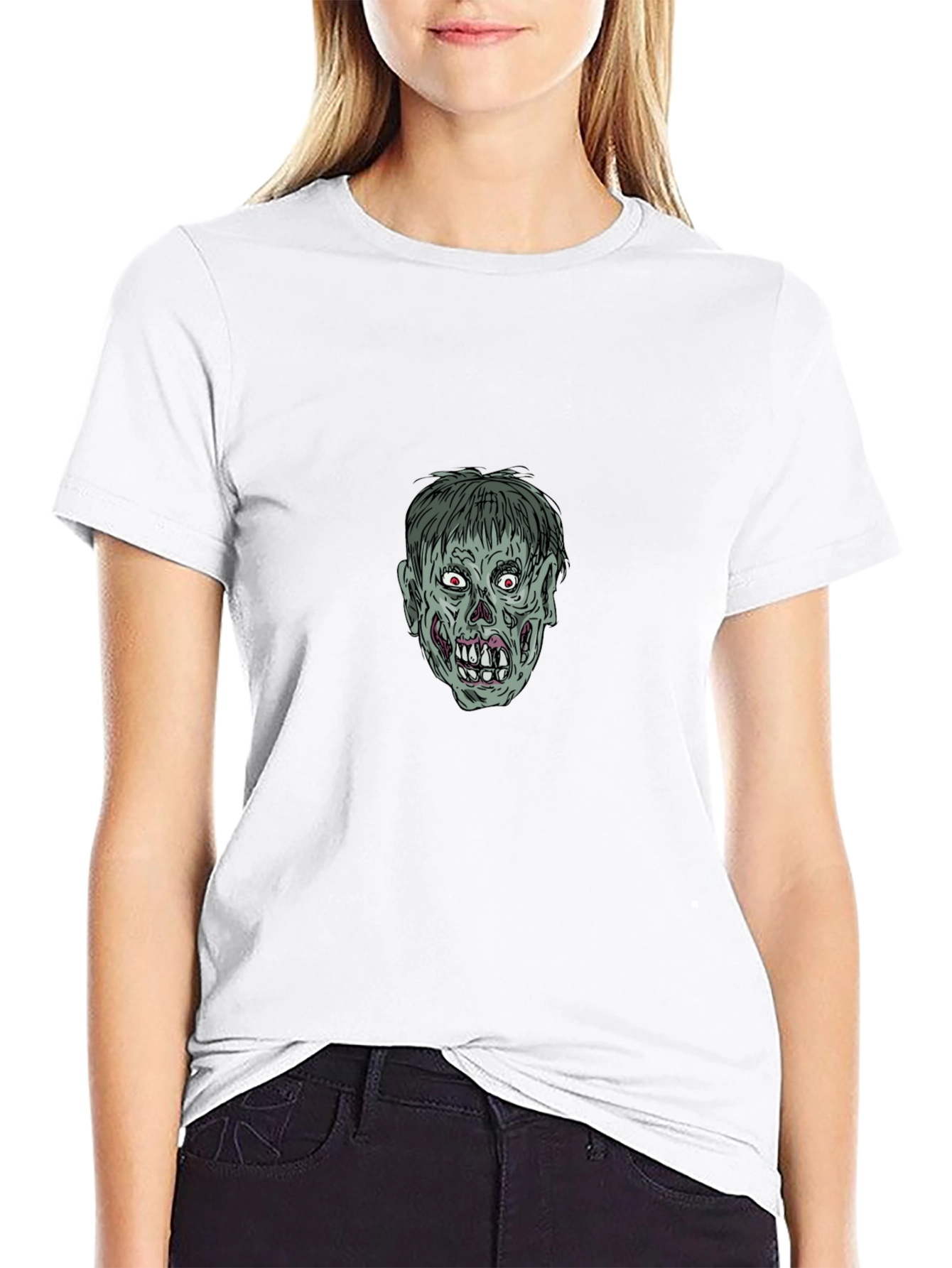 Zombie Graphic Tee - Black Cotton T-Shirt