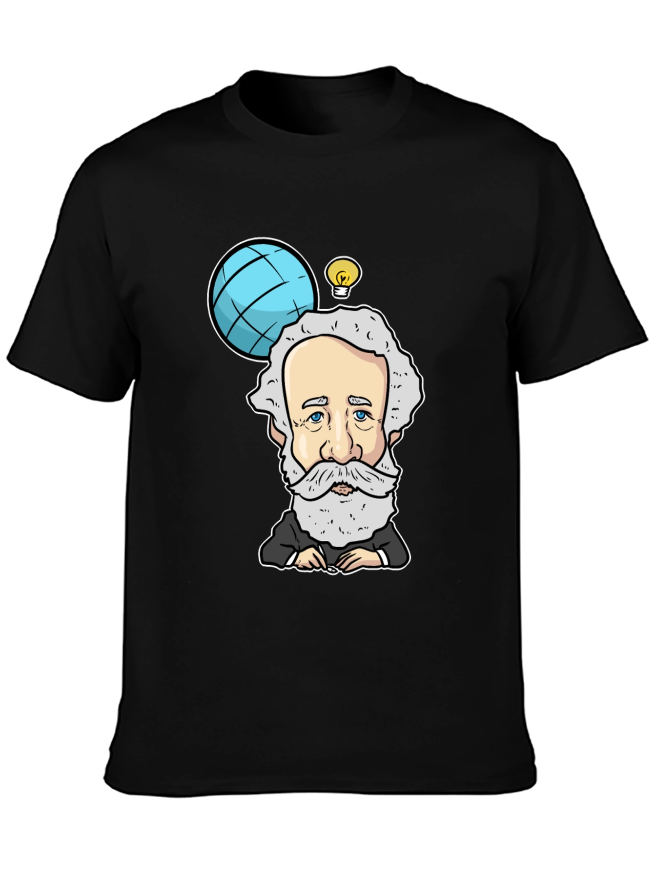 Cartoon Scientist Graphic Black T-Shirt