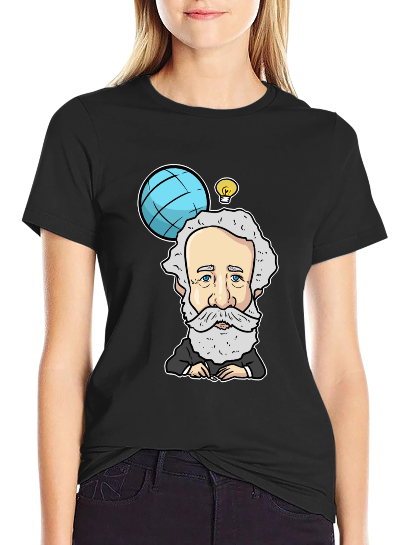 Cartoon Scientist Graphic Black T-Shirt