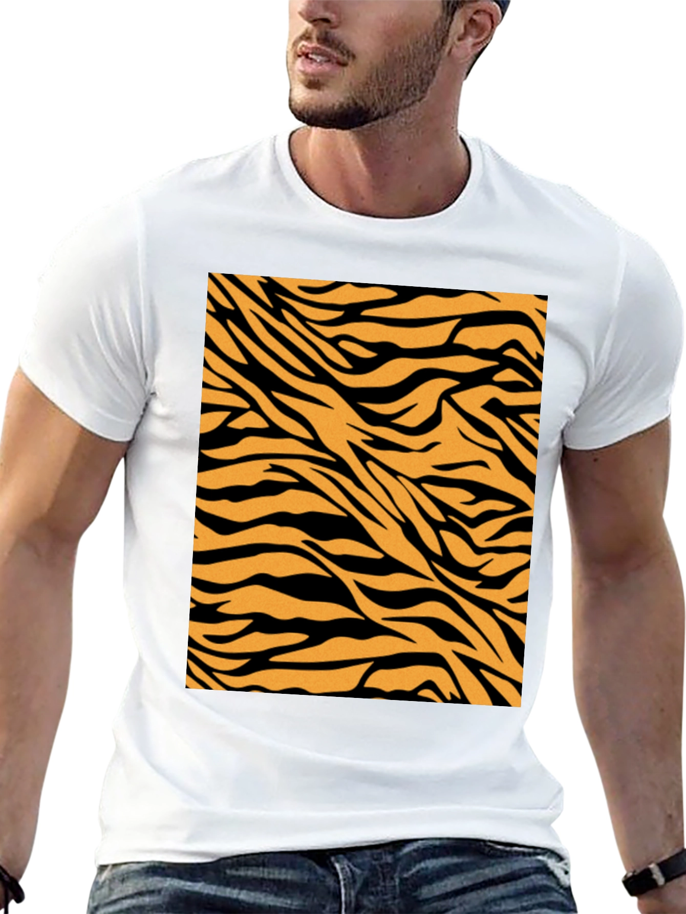 Tiger Stripe Graphic Tee - Black Cotton Comfort