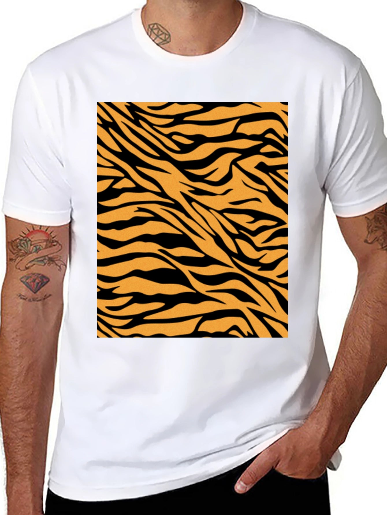 Tiger Stripe Graphic Tee - Black Cotton Comfort