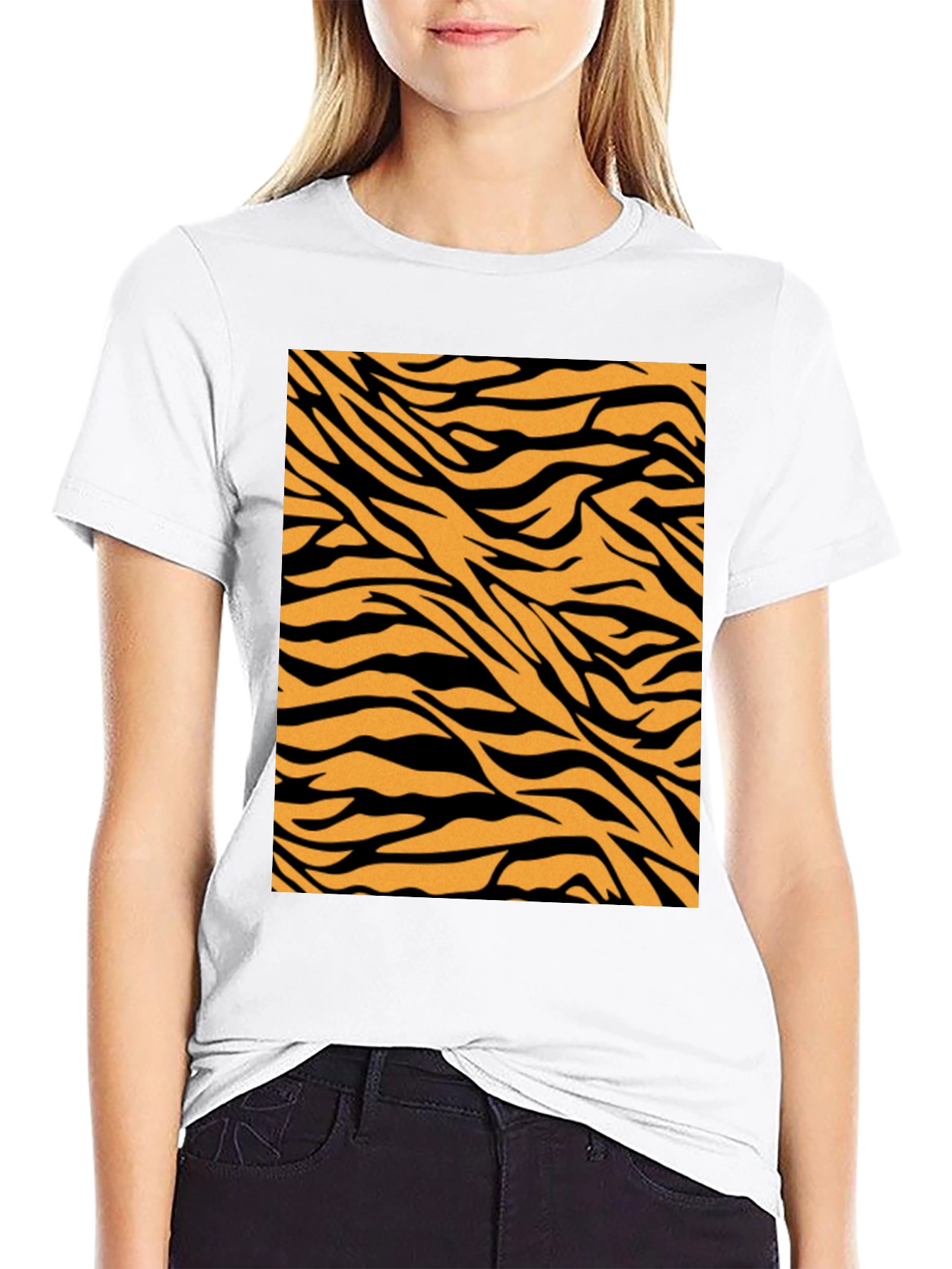 Tiger Stripe Graphic Tee - Black Cotton Comfort