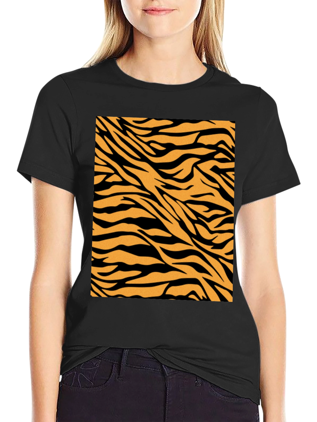 Tiger Stripe Graphic Tee - Black Cotton Comfort