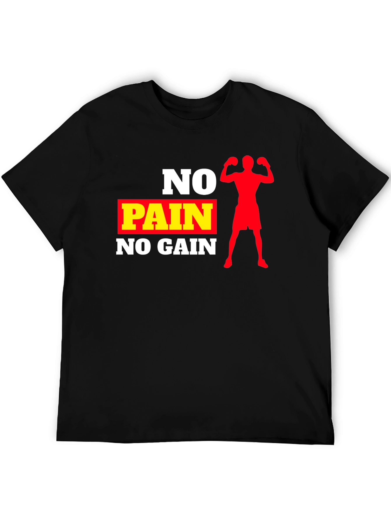 No Pain No Gain Black Graphic T-Shirt