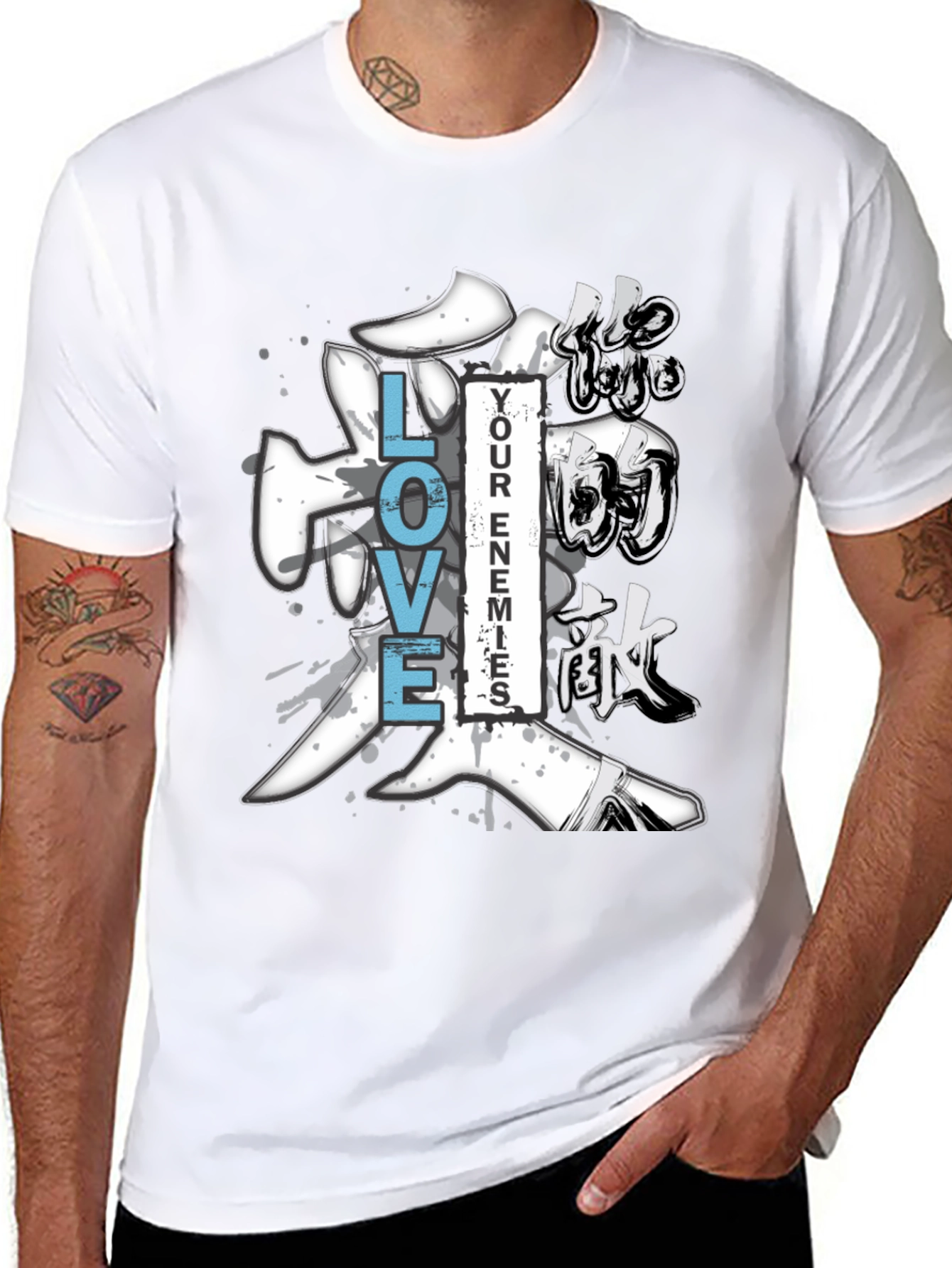 Love Your Enemies Graphic Tee - Mens Black T-Shirt