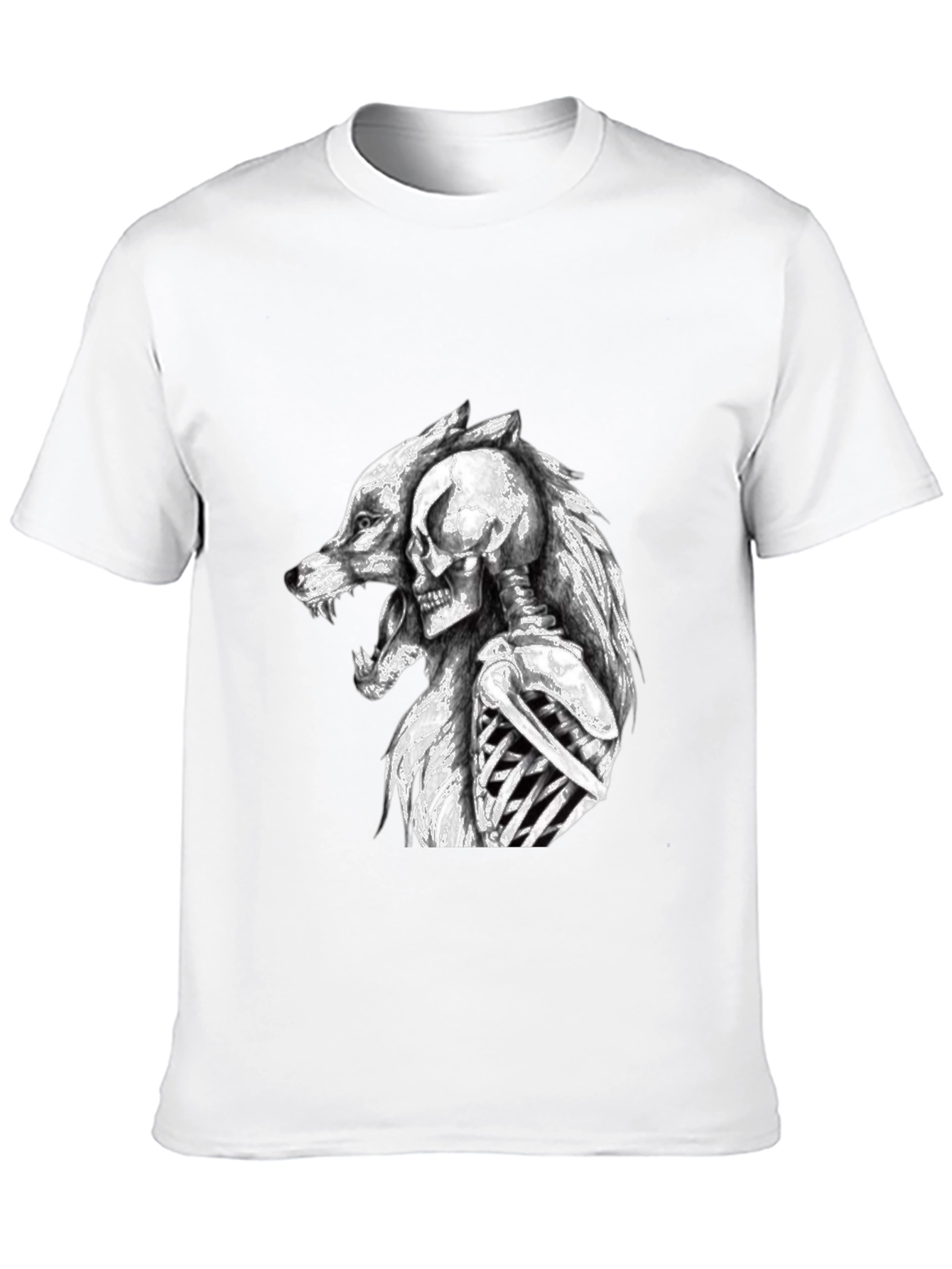 Wolf & Skeleton Graphic Tee - Black Unisex T-Shirt
