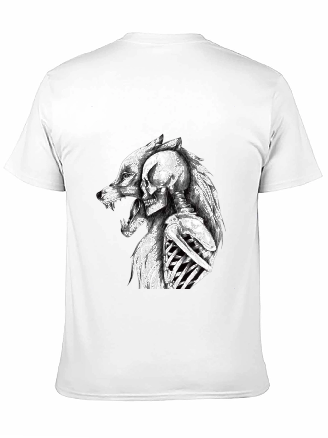 Wolf & Skeleton Graphic Tee - Black Unisex T-Shirt