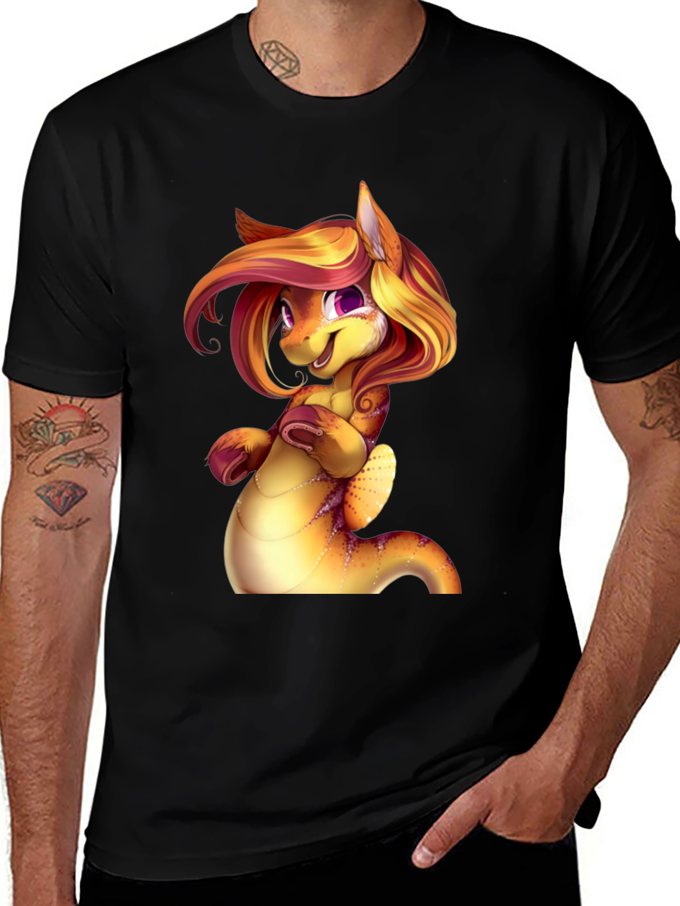 Cartoon Dragon Creature Graphic Tee Shirt