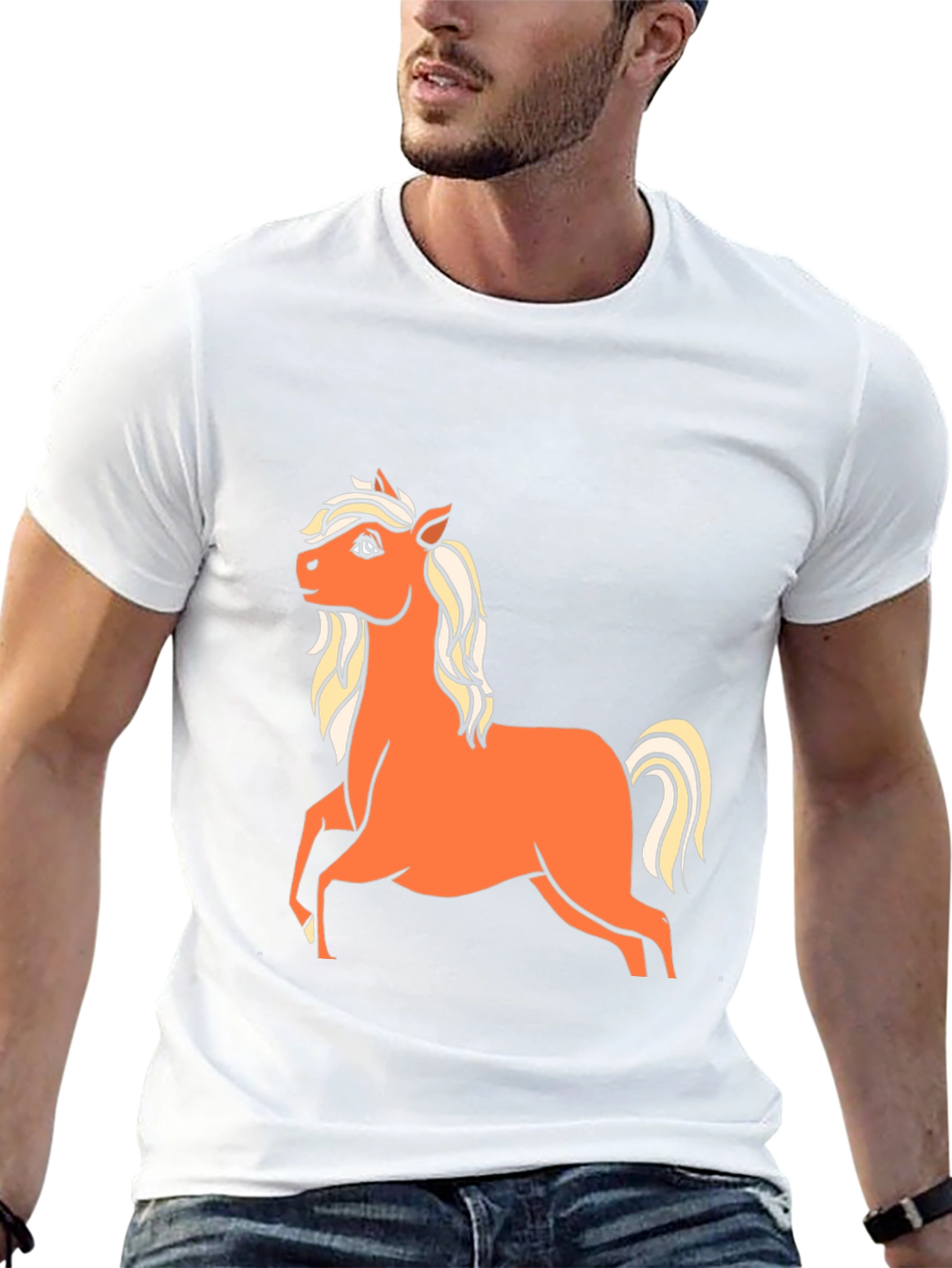 Horse Graphic T-Shirt - Classic Crew Neck Tee