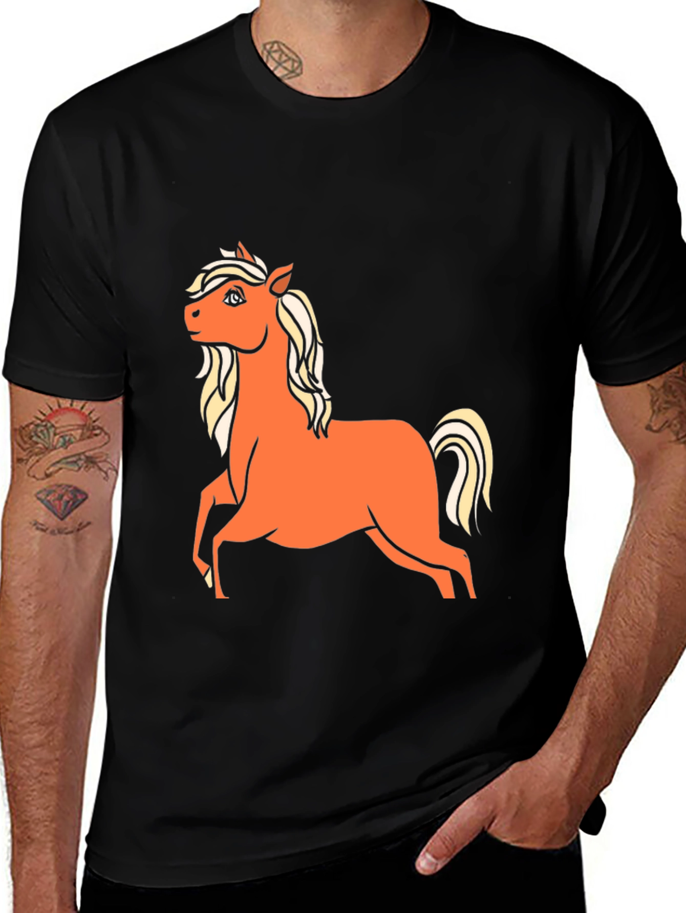 Horse Graphic T-Shirt - Classic Crew Neck Tee
