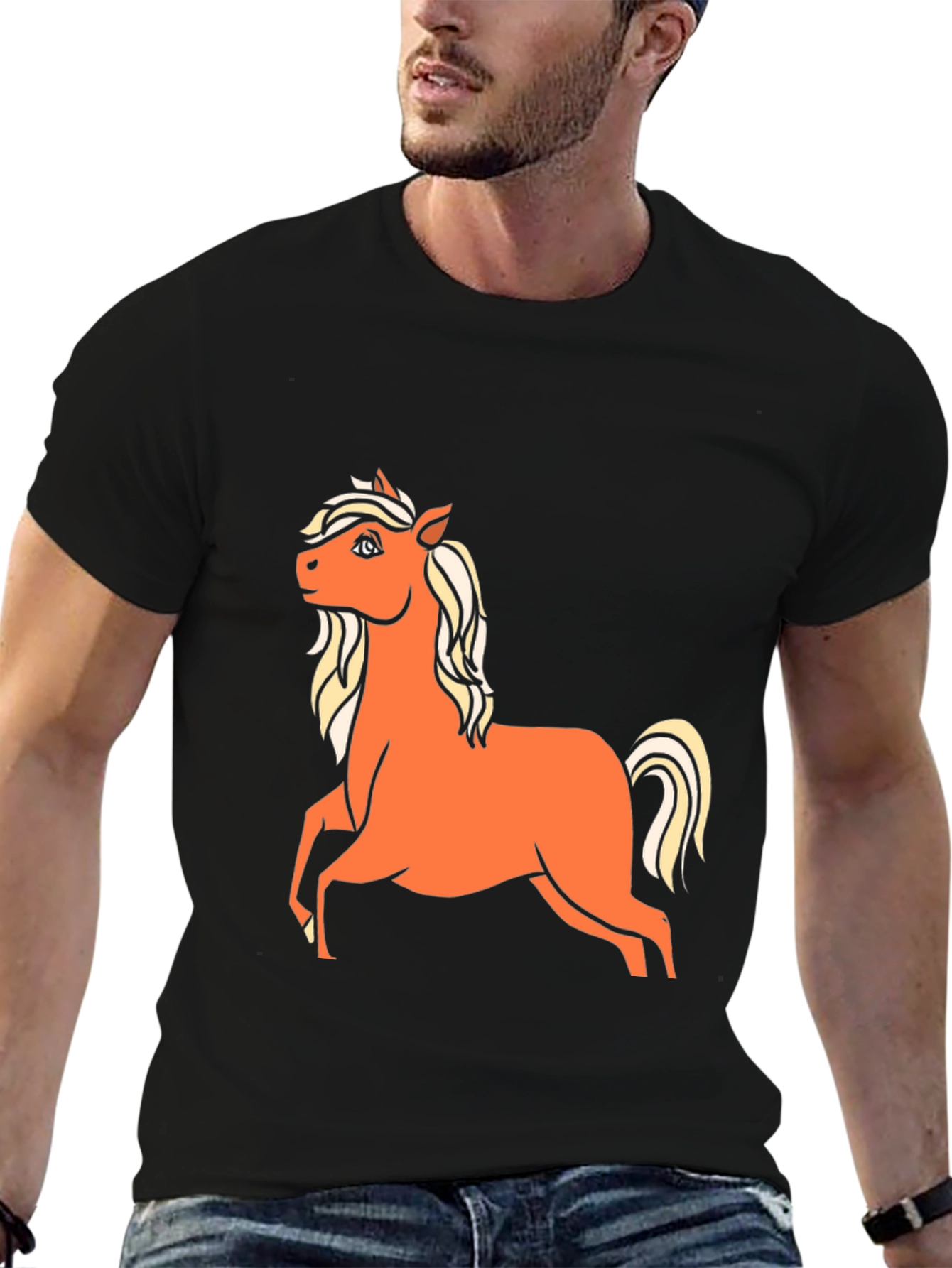Horse Graphic T-Shirt - Classic Crew Neck Tee