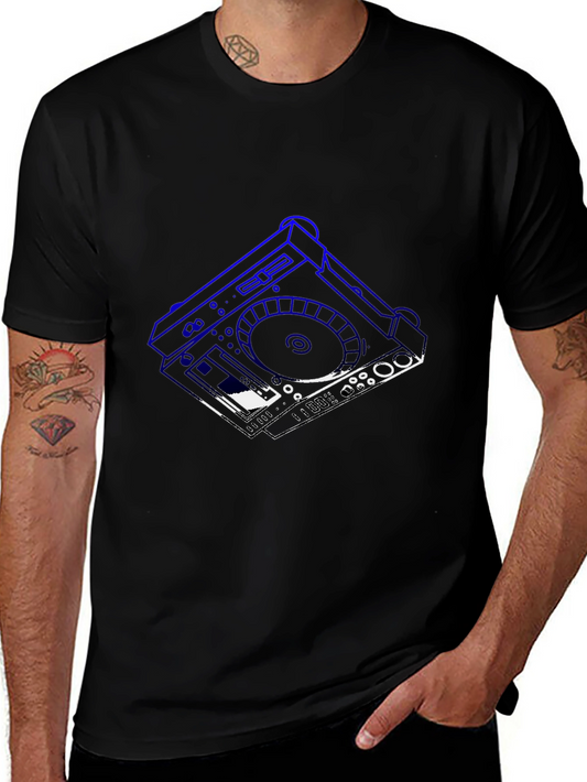 DJ Turntable Graphic Tee - Black Cotton T-Shirt