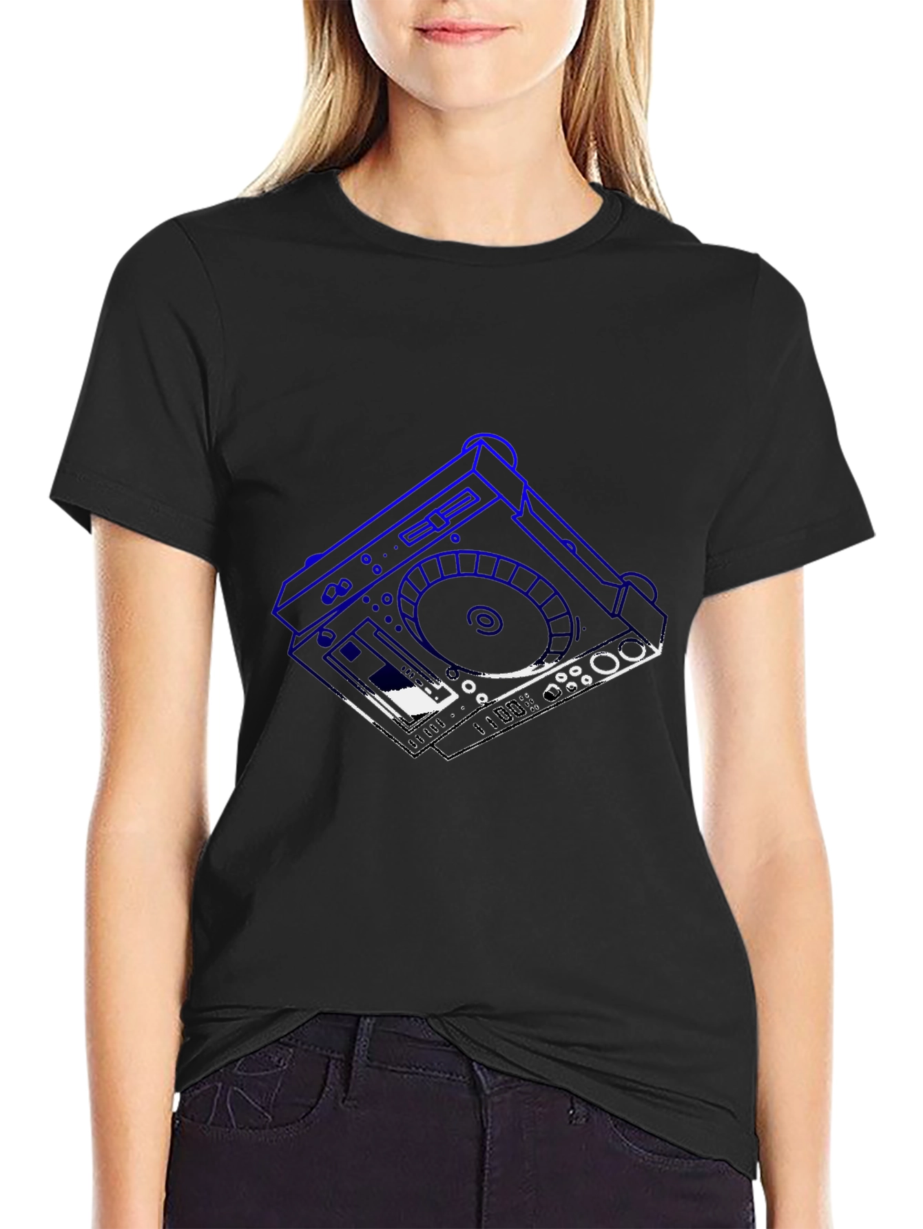 DJ Turntable Graphic Tee - Black Cotton T-Shirt