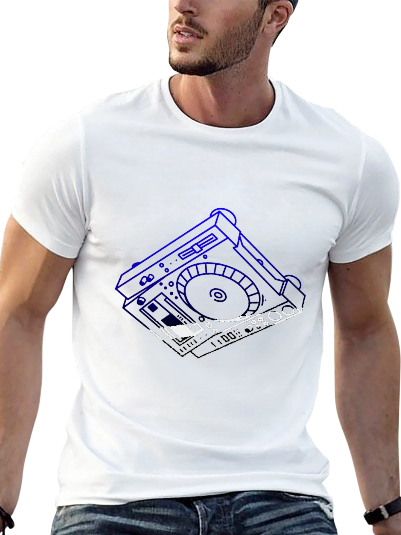 DJ Turntable Graphic Tee - Black Cotton T-Shirt