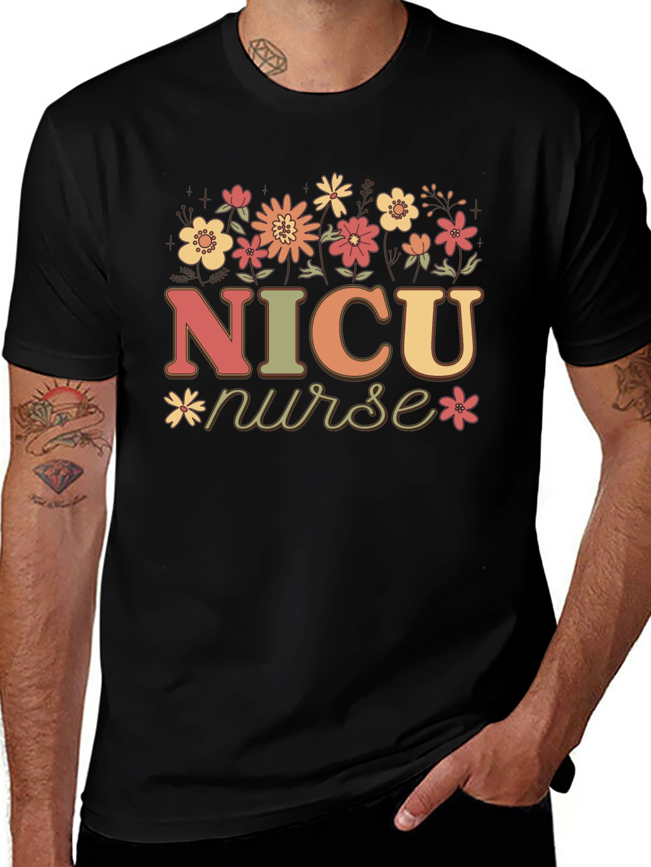 NICU Nurse Floral Graphic T-Shirt