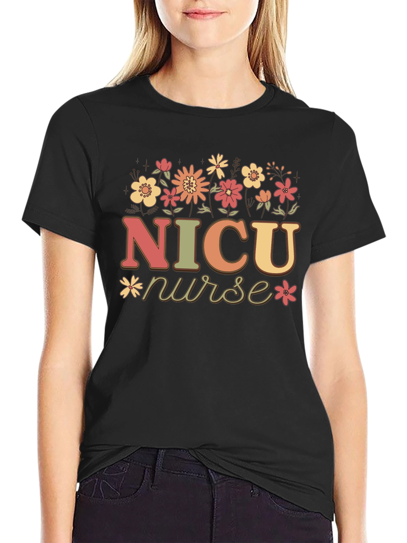 NICU Nurse Floral Graphic T-Shirt