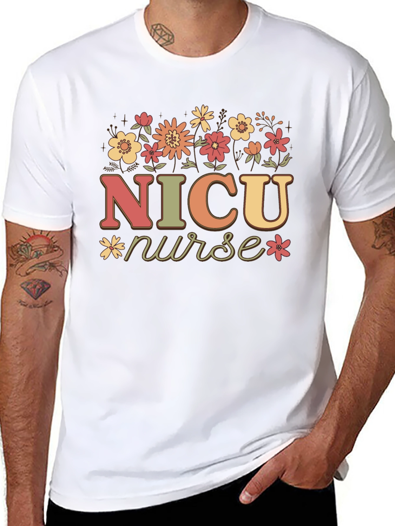 NICU Nurse Floral Graphic T-Shirt
