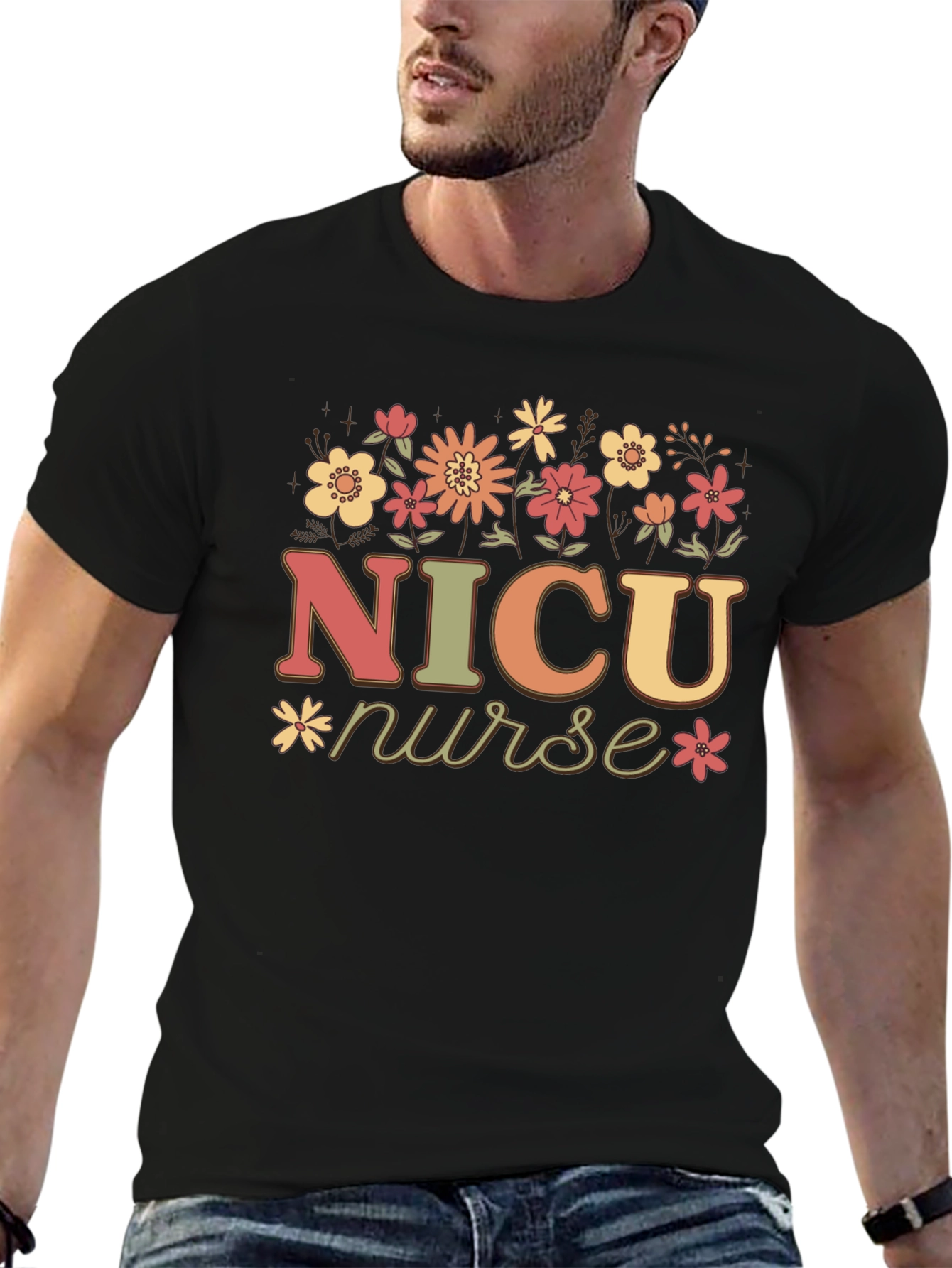NICU Nurse Floral Graphic T-Shirt