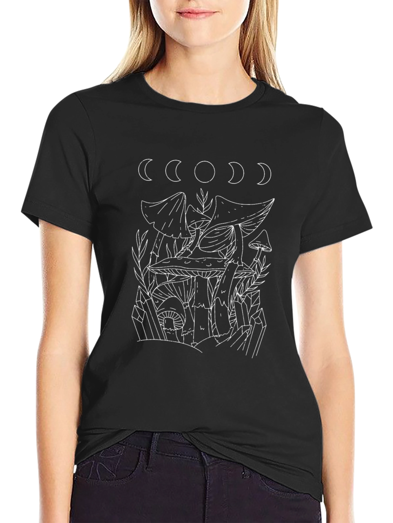 Mushroom Moon Graphic Tee - Black