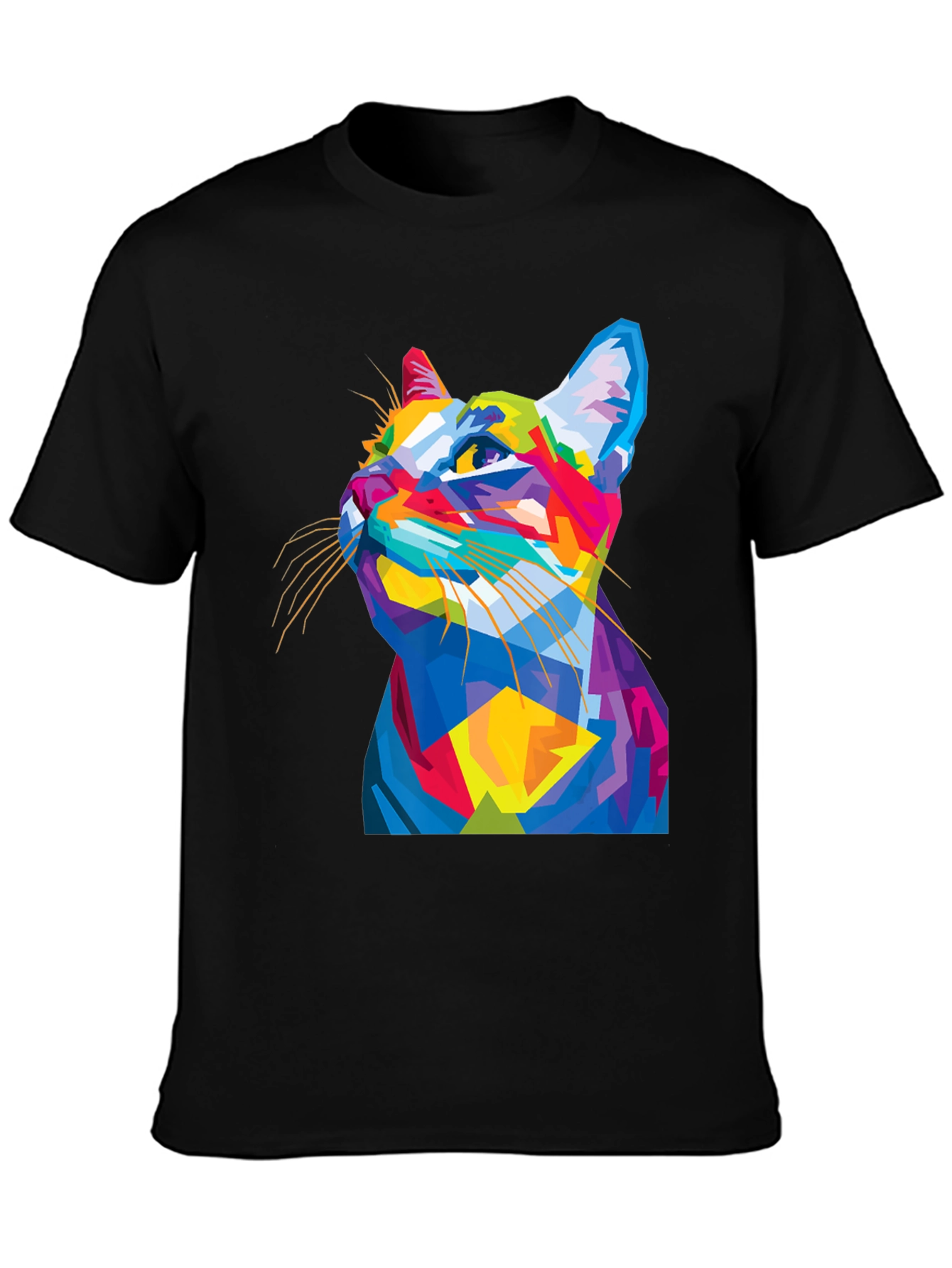 Abstract Cat Graphic Tee - Mens Black T-Shirt