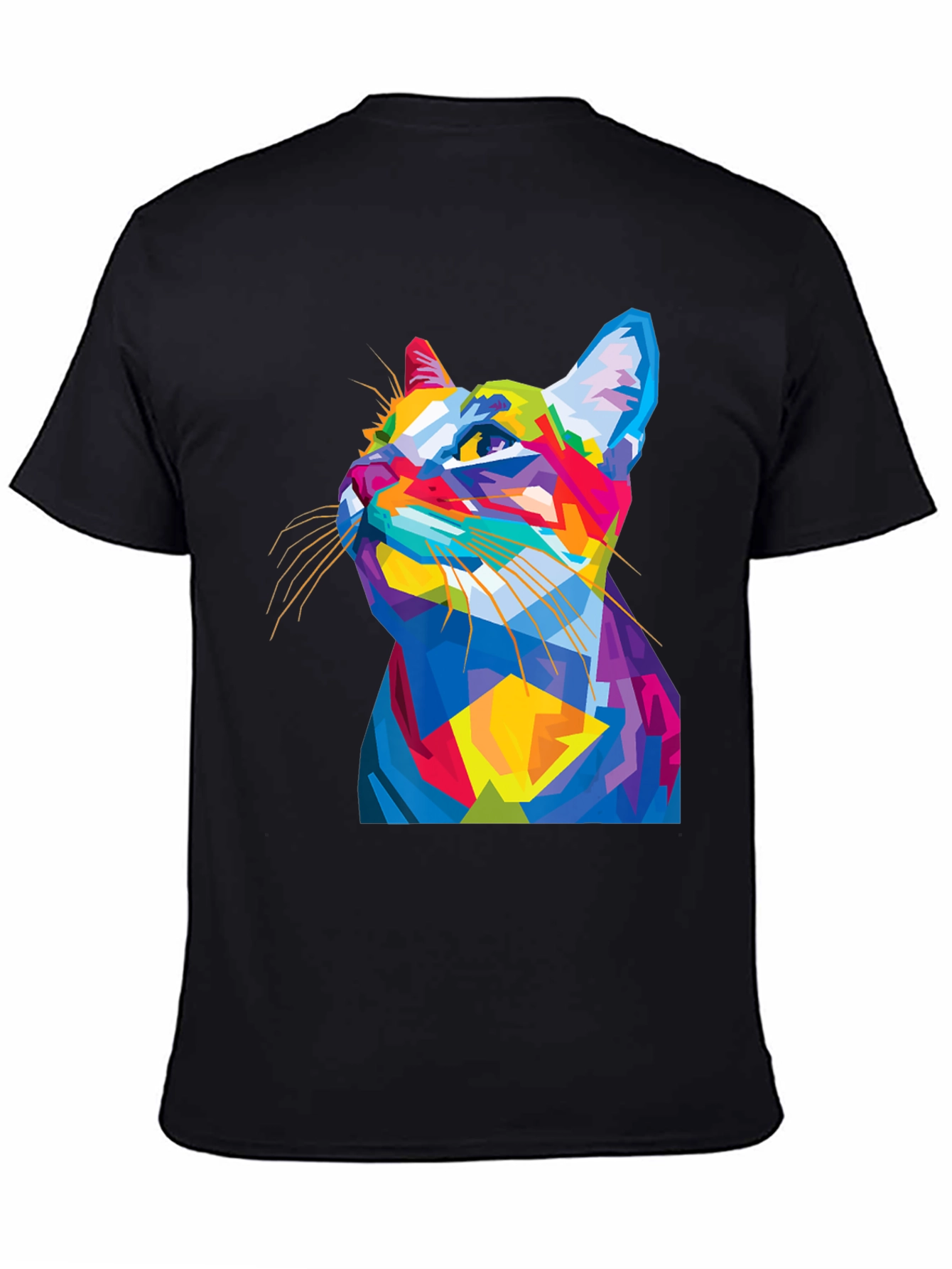 Abstract Cat Graphic Tee - Mens Black T-Shirt