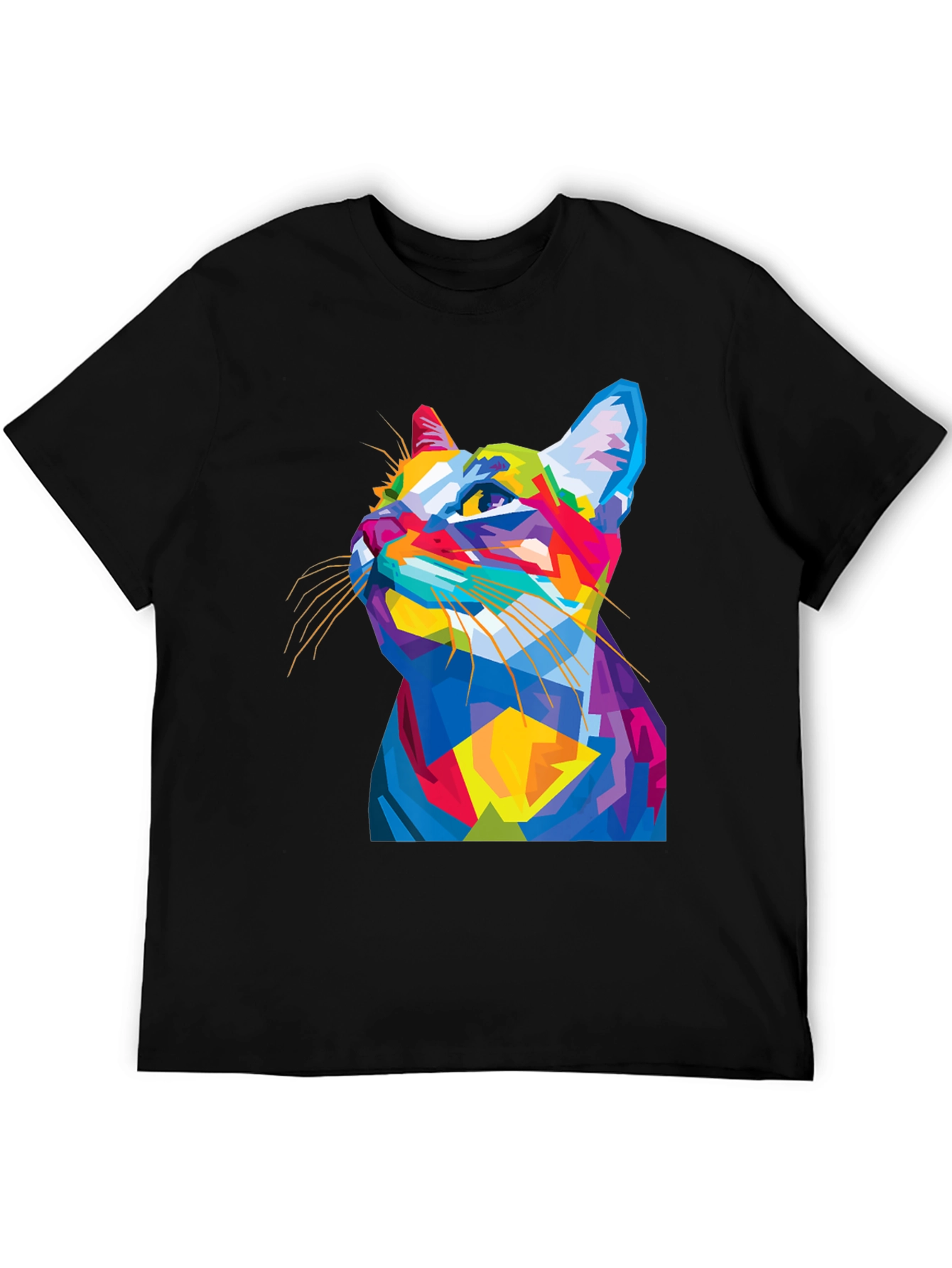 Abstract Cat Graphic Tee - Mens Black T-Shirt