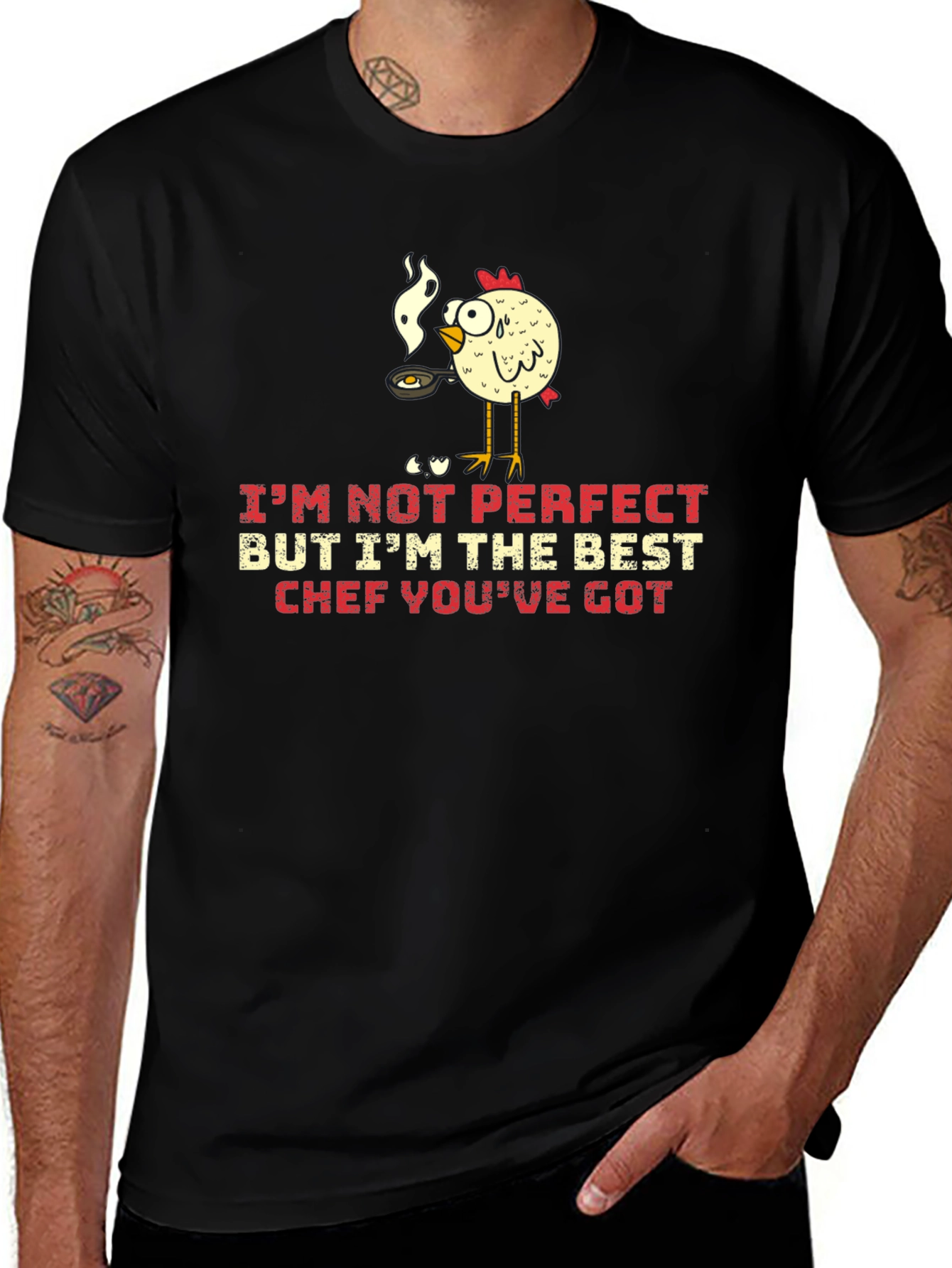 Funny Chicken Chef Graphic T-Shirt