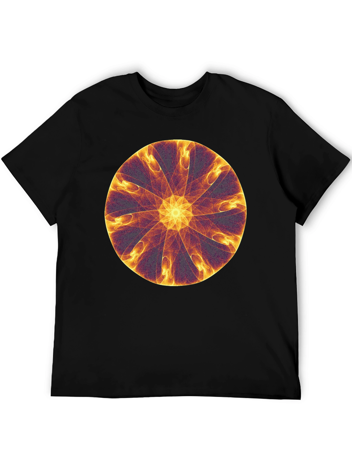 Abstract Fire Mandala Graphic Tee - Black