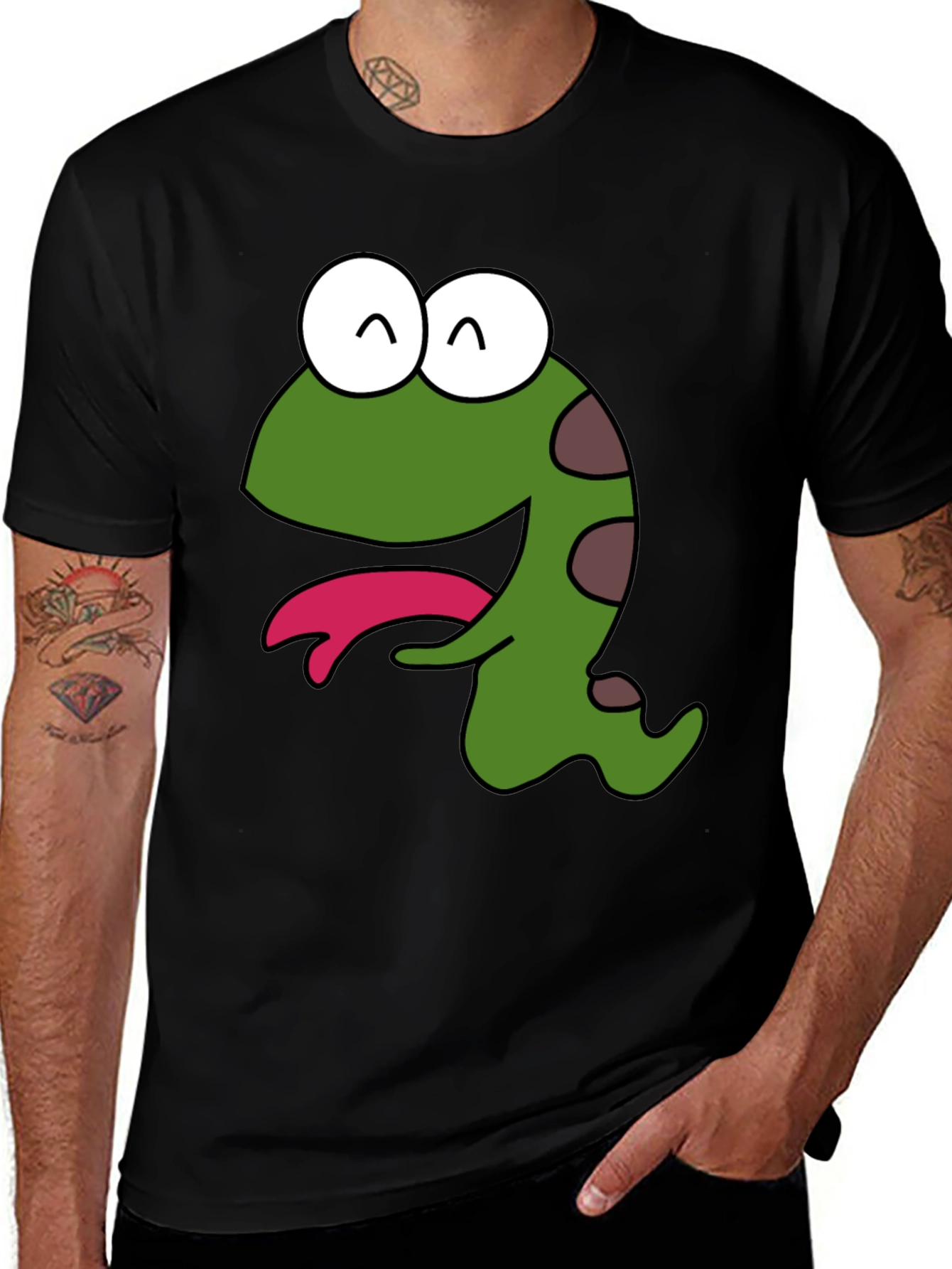 Cartoon Creature Graphic Black T-Shirt