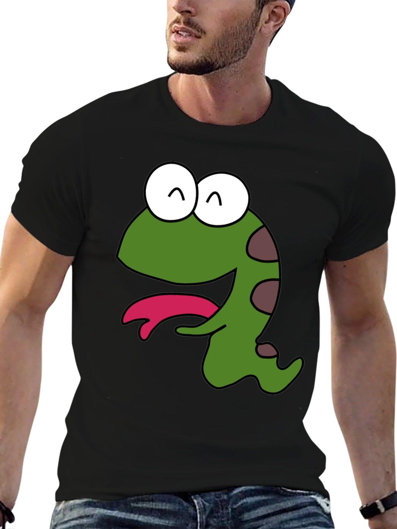 Cartoon Creature Graphic Black T-Shirt