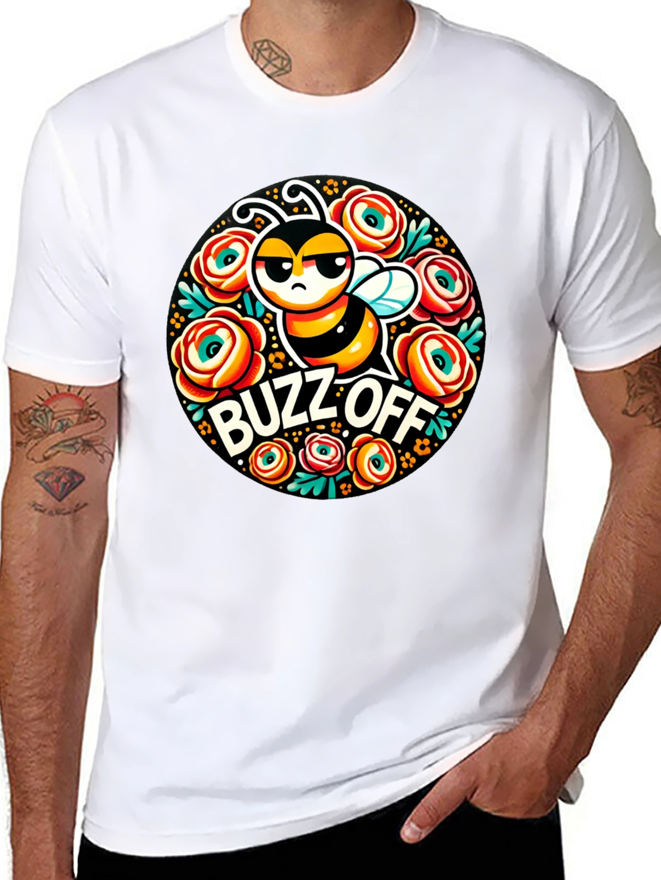 Buzz Off Bee Graphic T-Shirt - Black