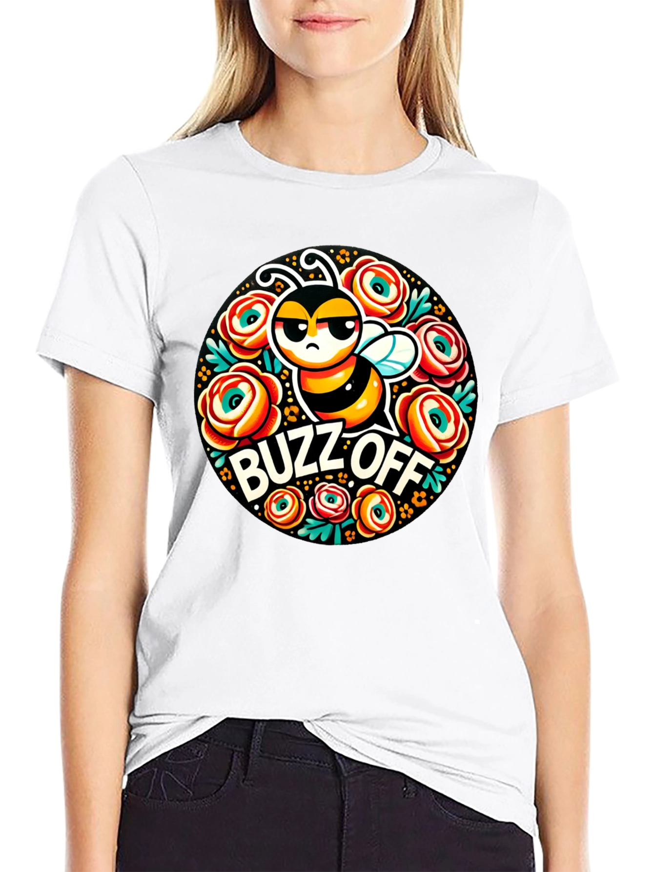 Buzz Off Bee Graphic T-Shirt - Black