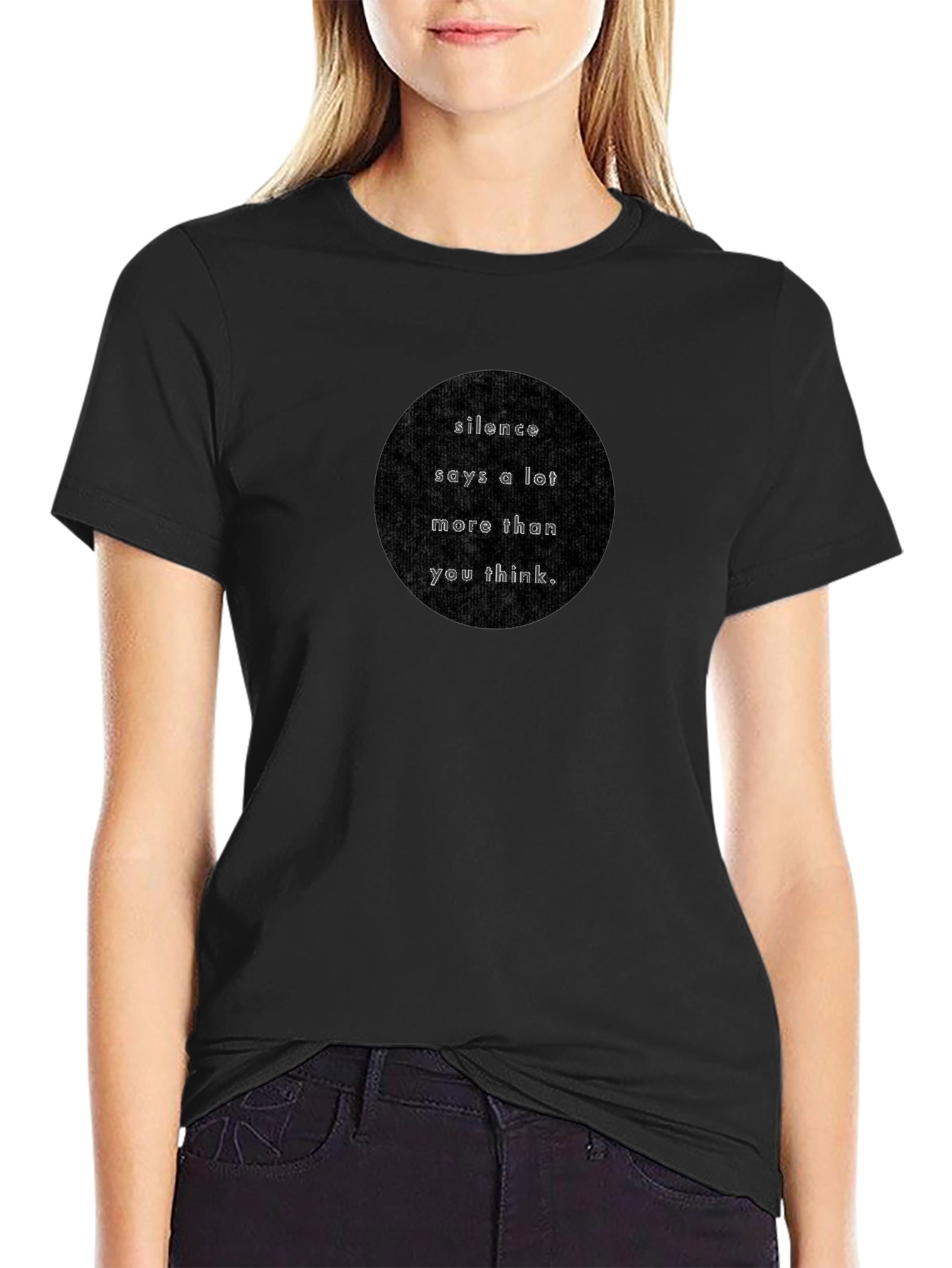 Silence Says A Lot Mens Black Graphic Tee