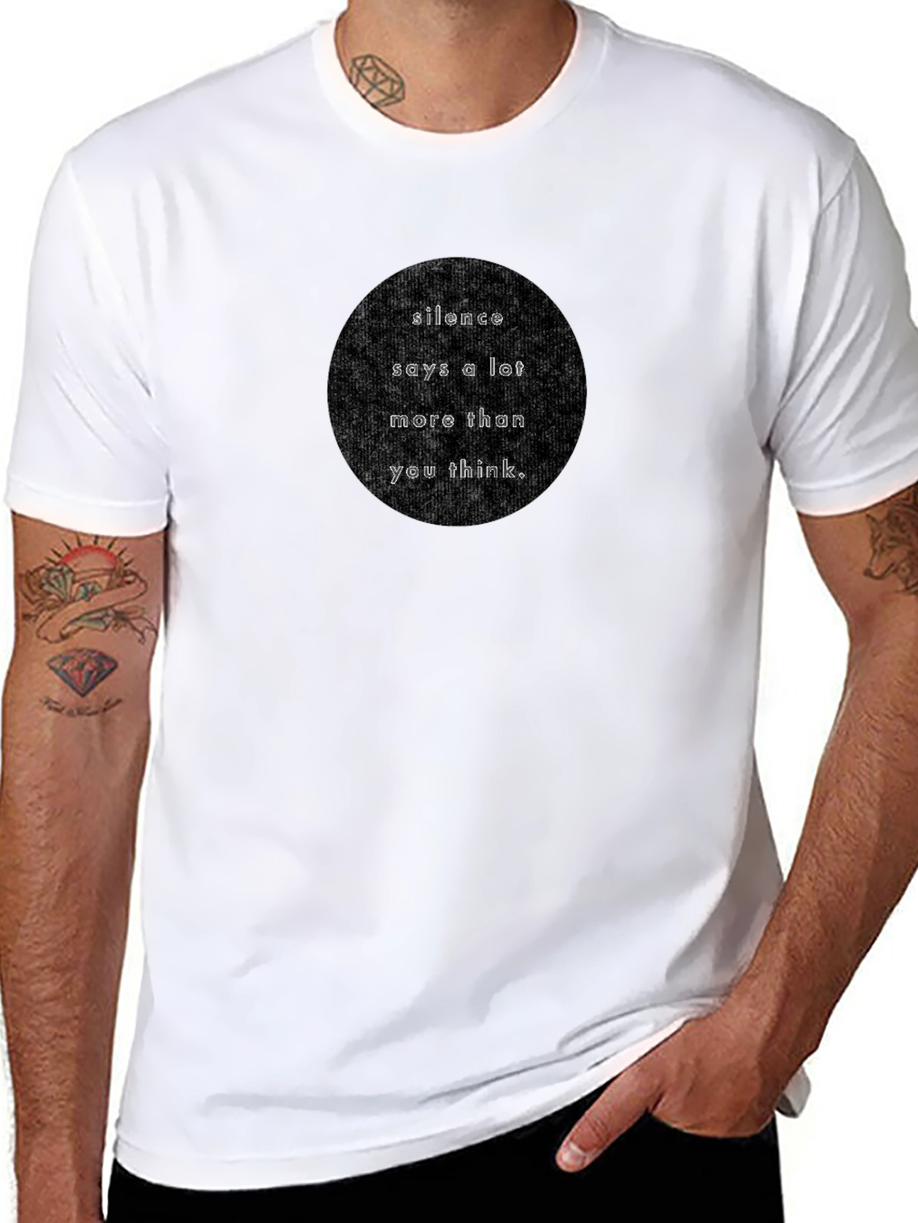 Silence Says A Lot Mens Black Graphic Tee