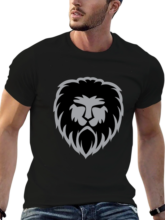 Lion Head Graphic Tee - Stylish Black T-Shirt