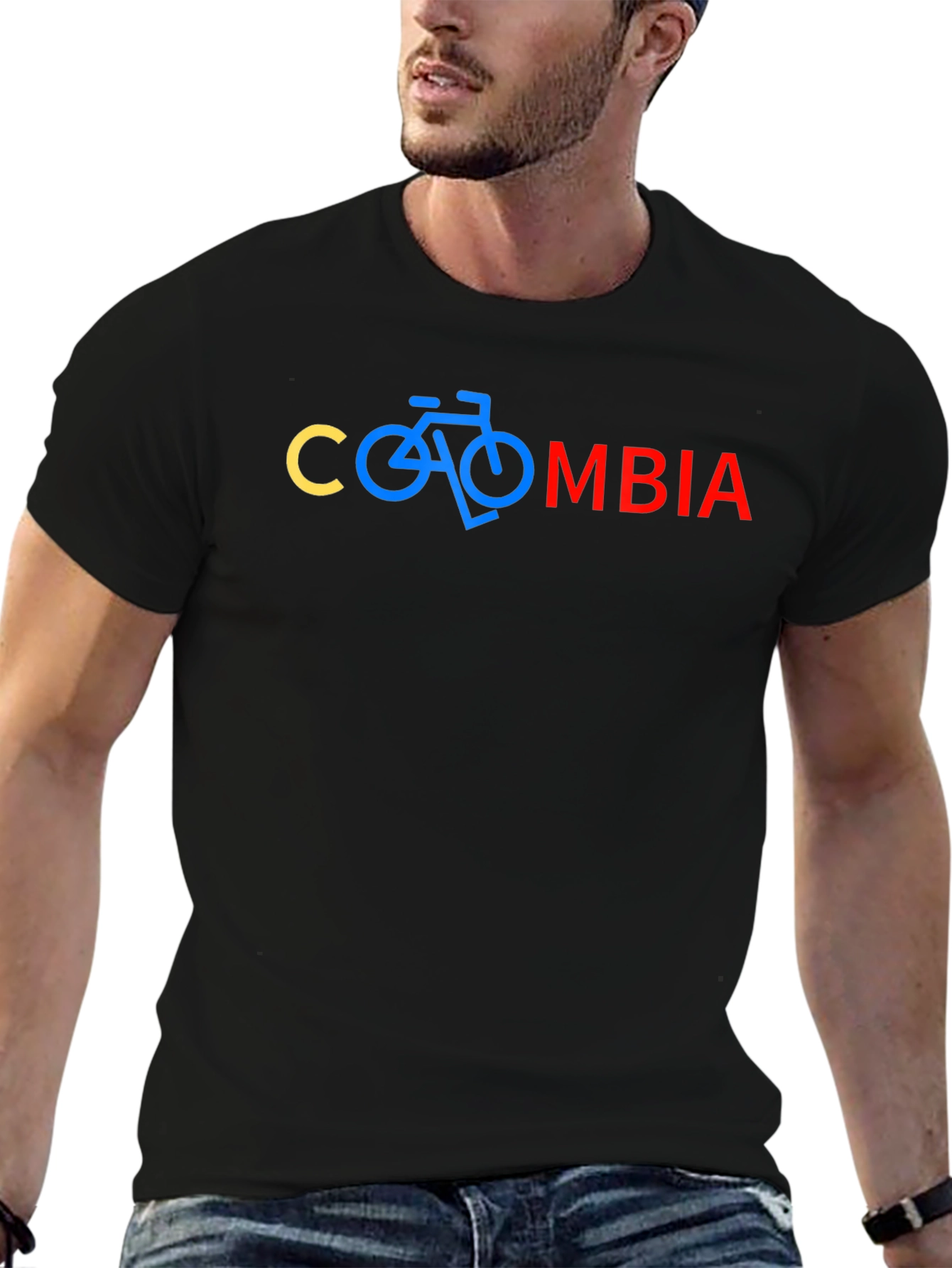 Colombia Cycling T-Shirt - Black Crew Neck Tee