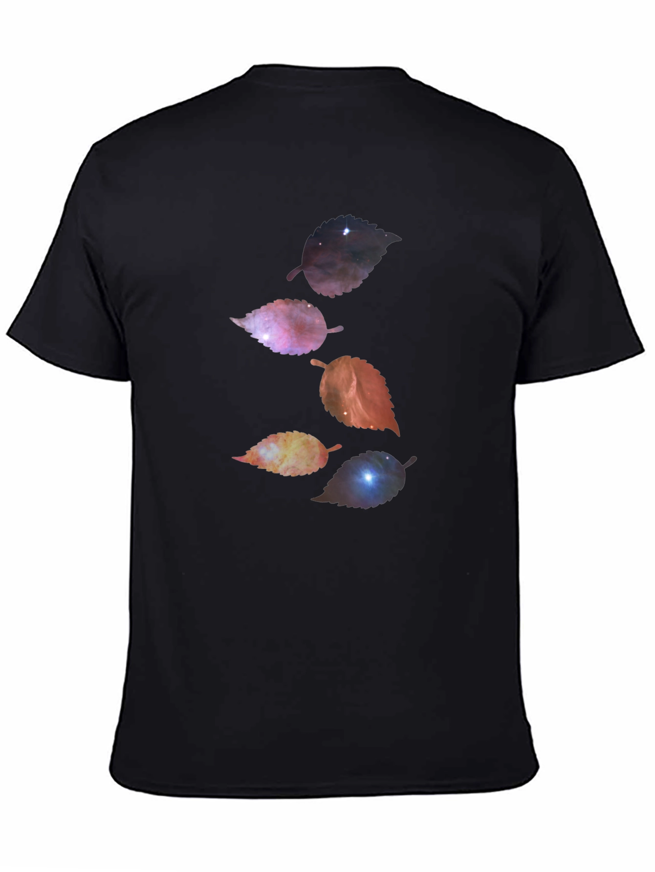 Galaxy Leaf Graphic Tee - Soft Black Cotton