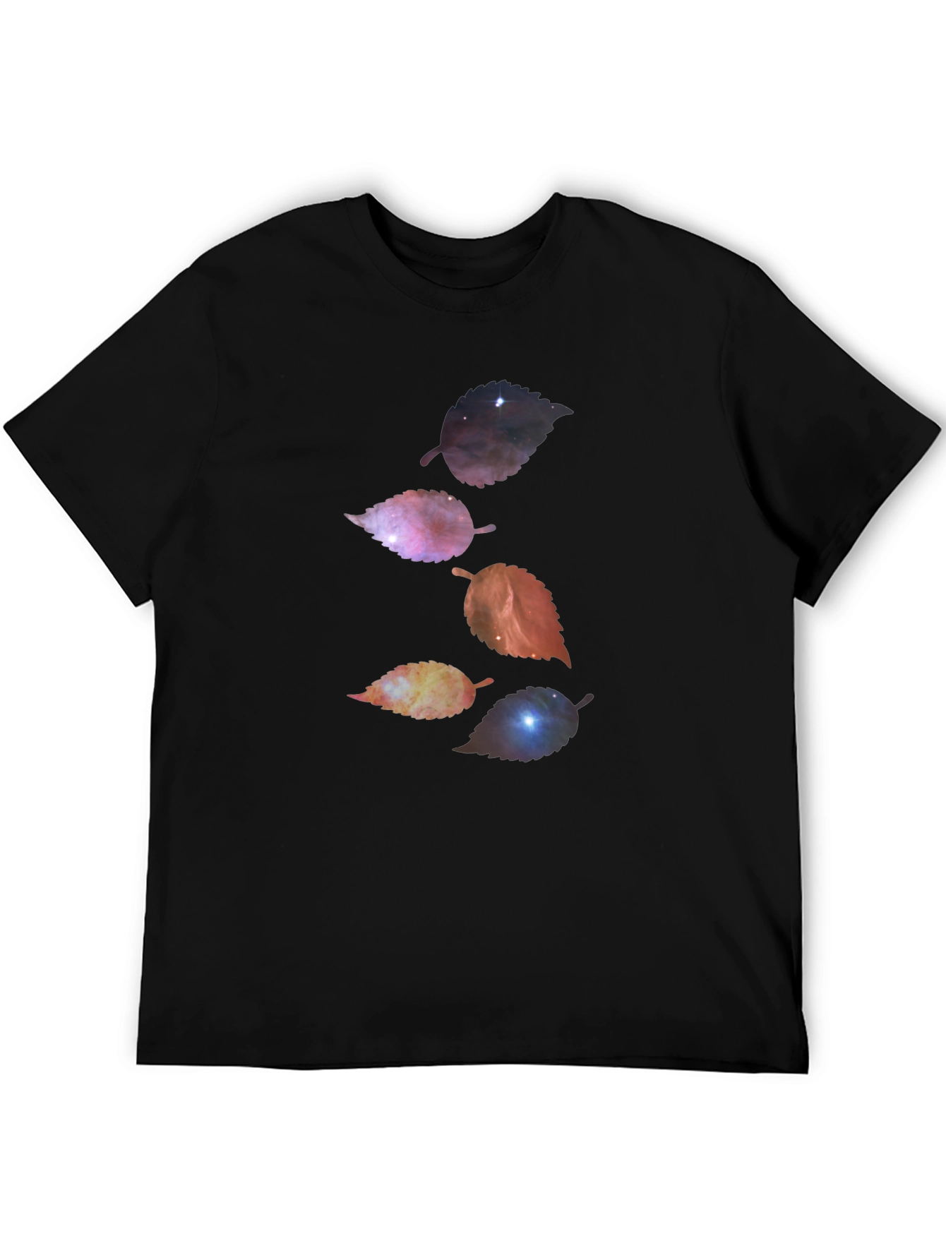 Galaxy Leaf Graphic Tee - Soft Black Cotton